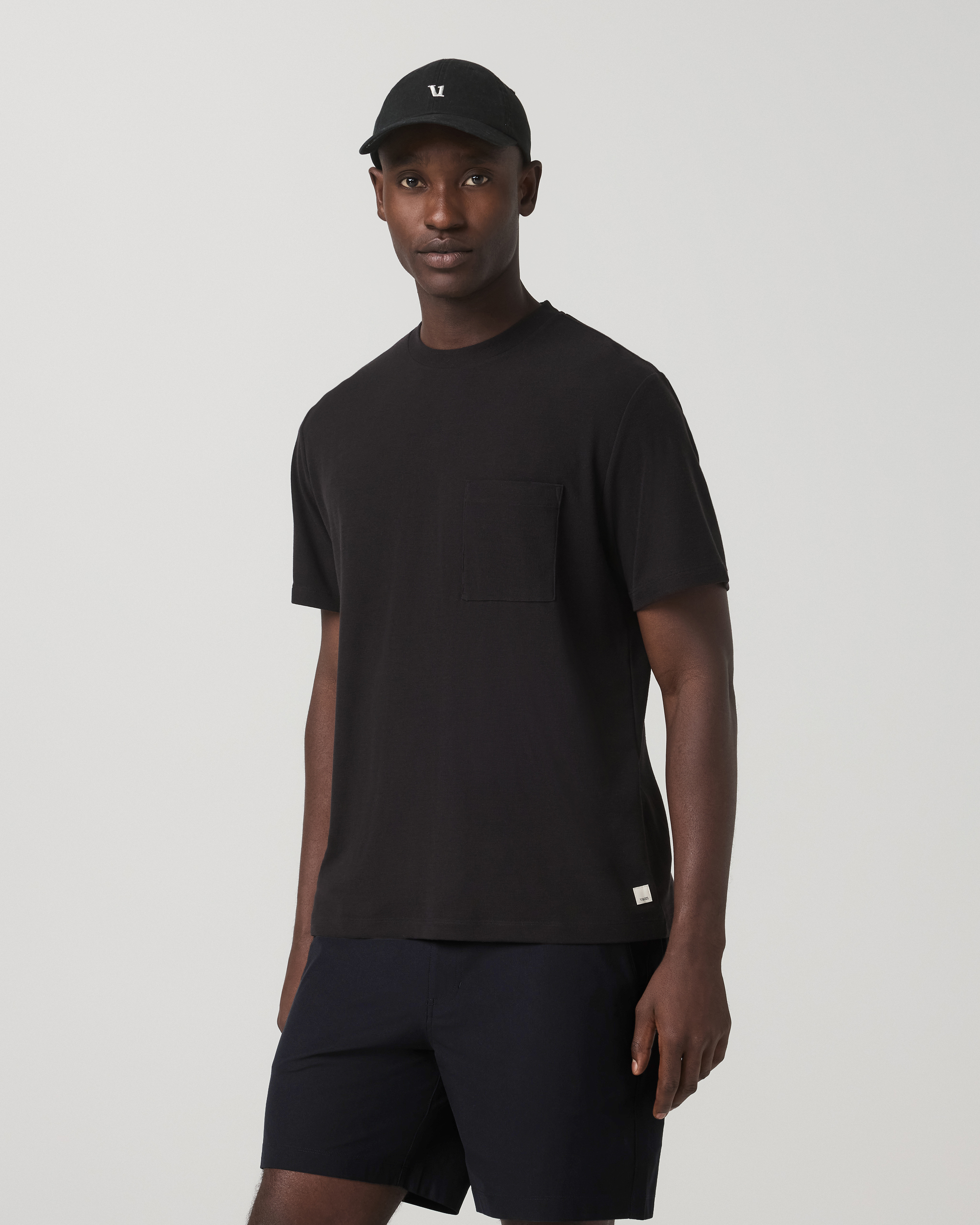 S/S Micro Waffle Tee-Relaxed Black