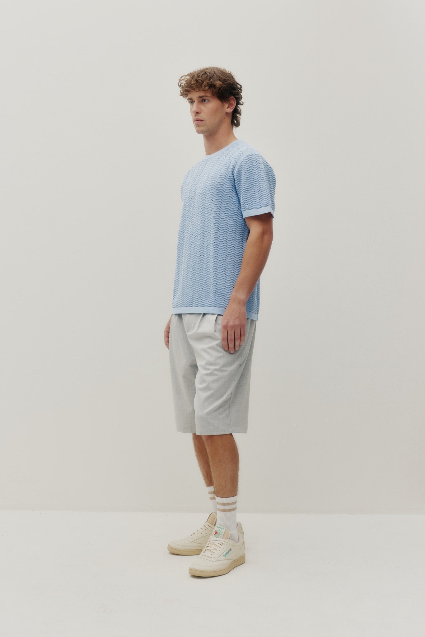 Wave Knit Tee Rain Washed