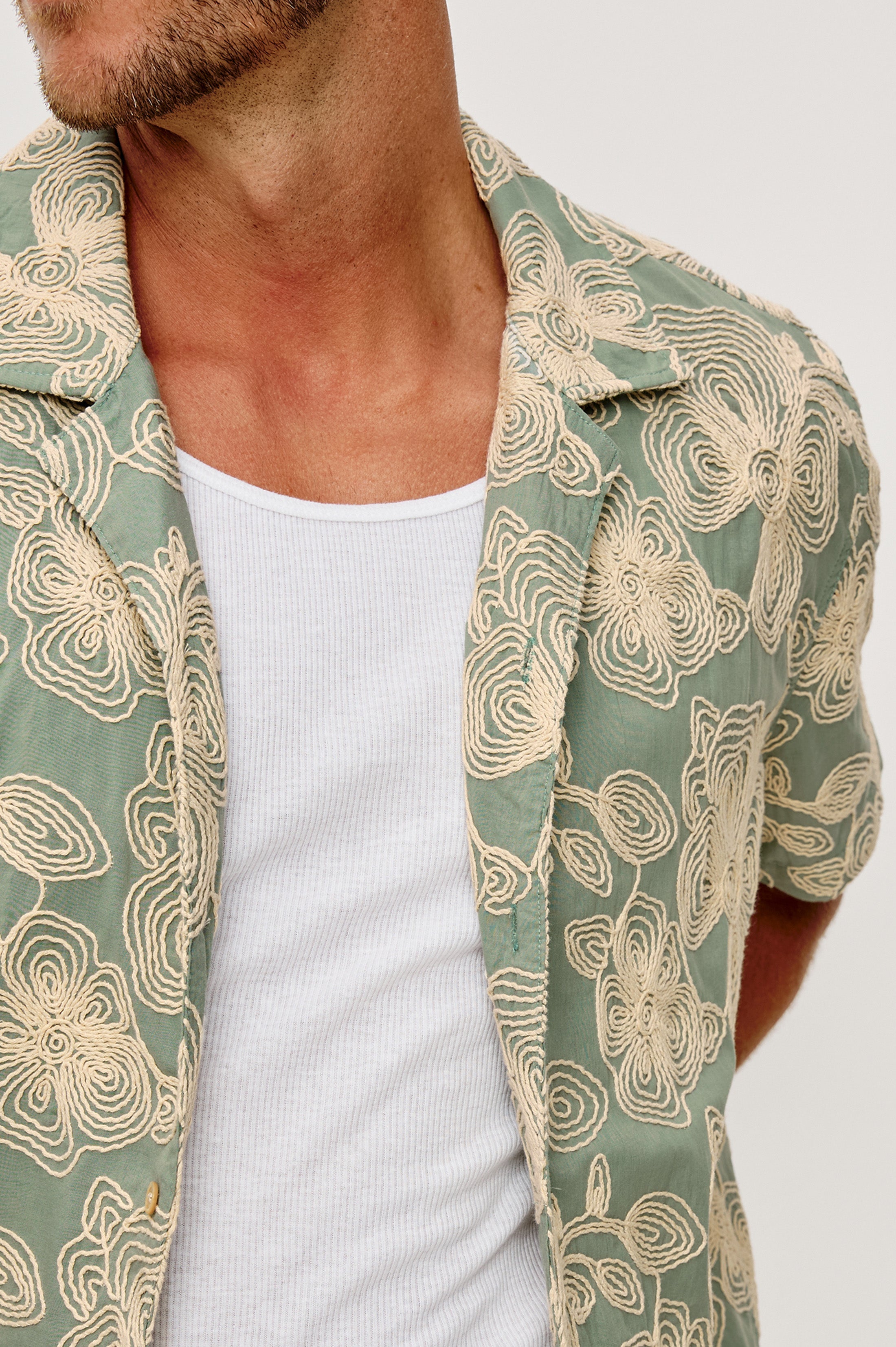 Tyler Shirt Floral Rope Jade