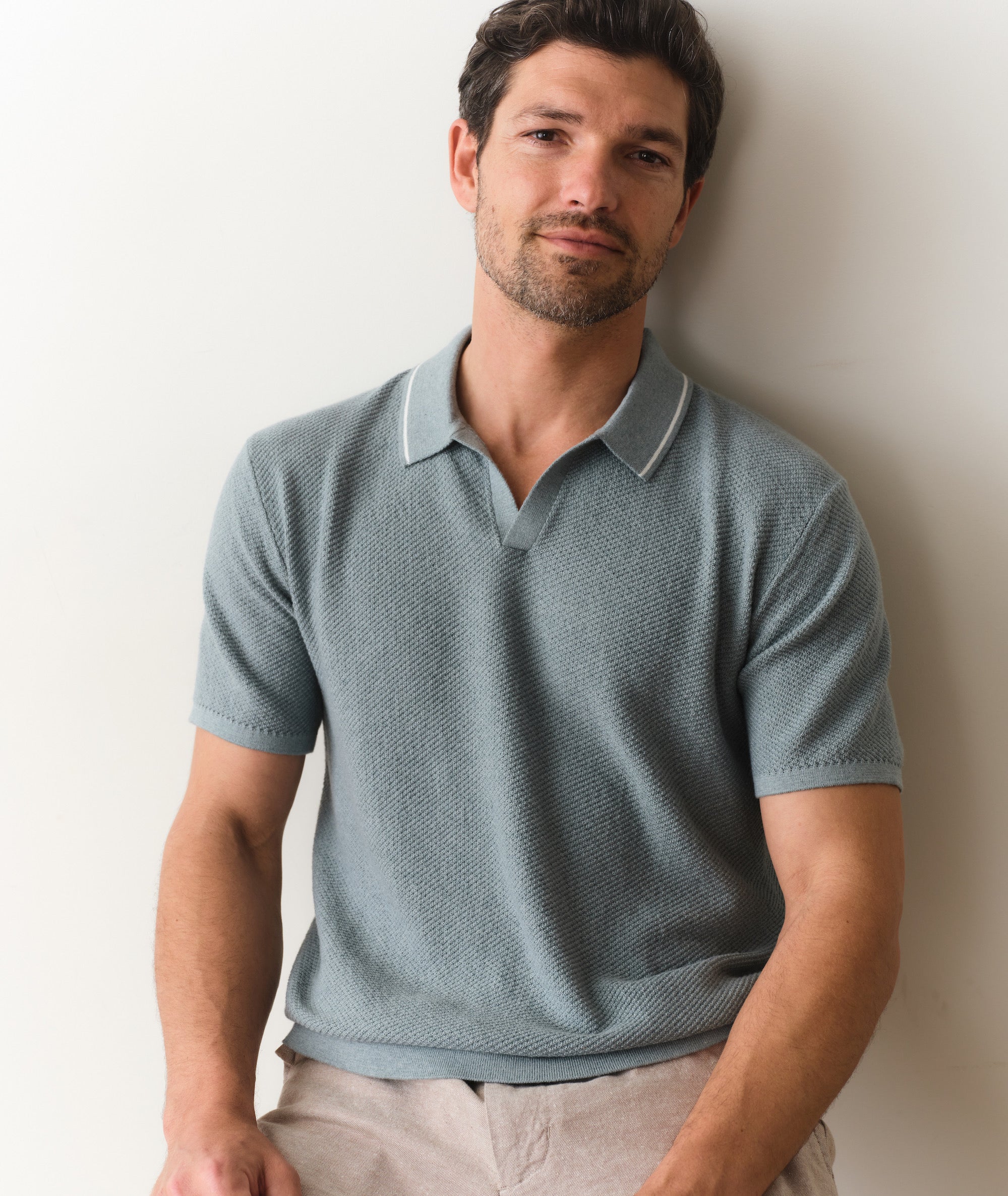 Greyson Short Sleeve Sweater Polo Slate