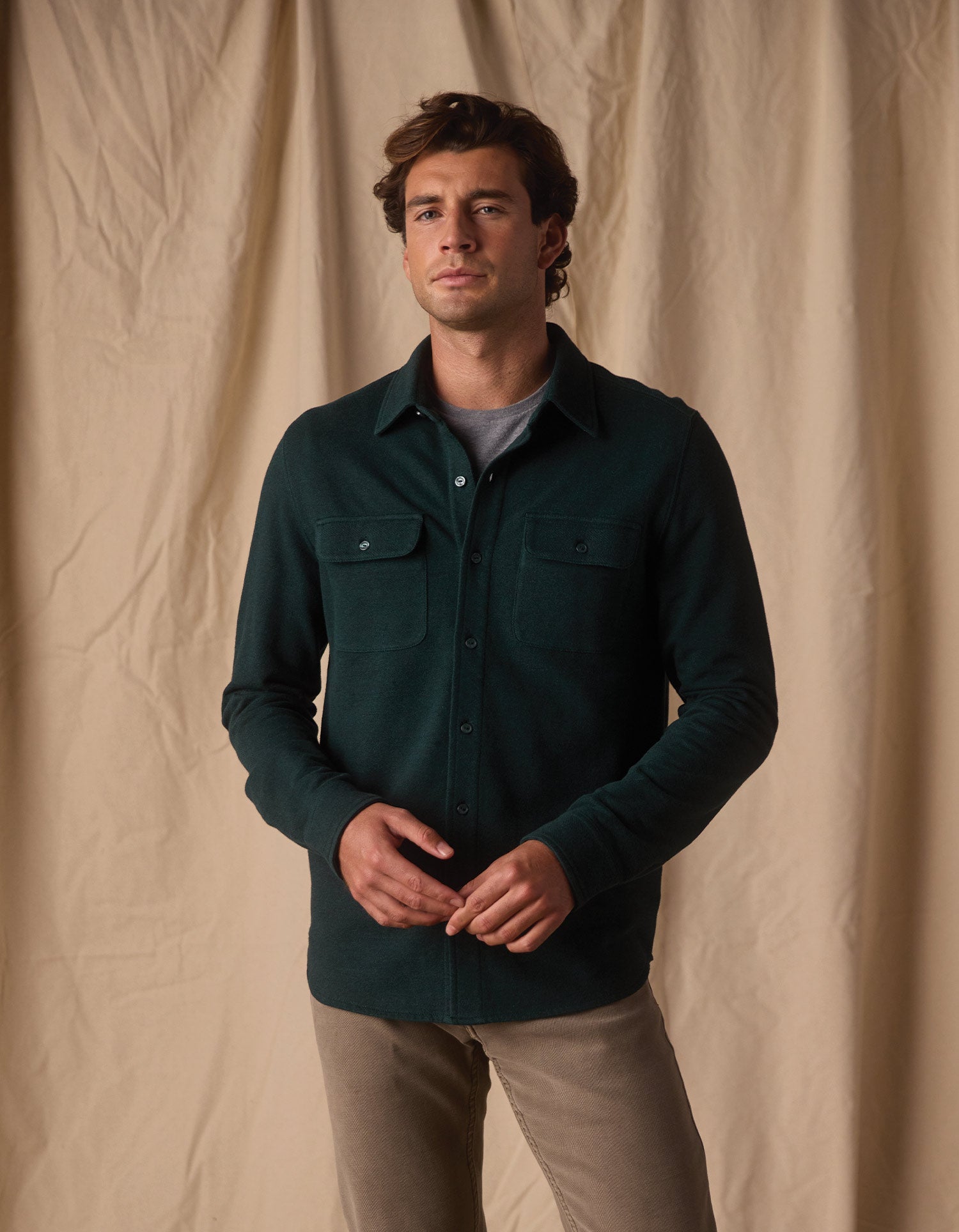 Textured Knit Everyday Shirt Emerald