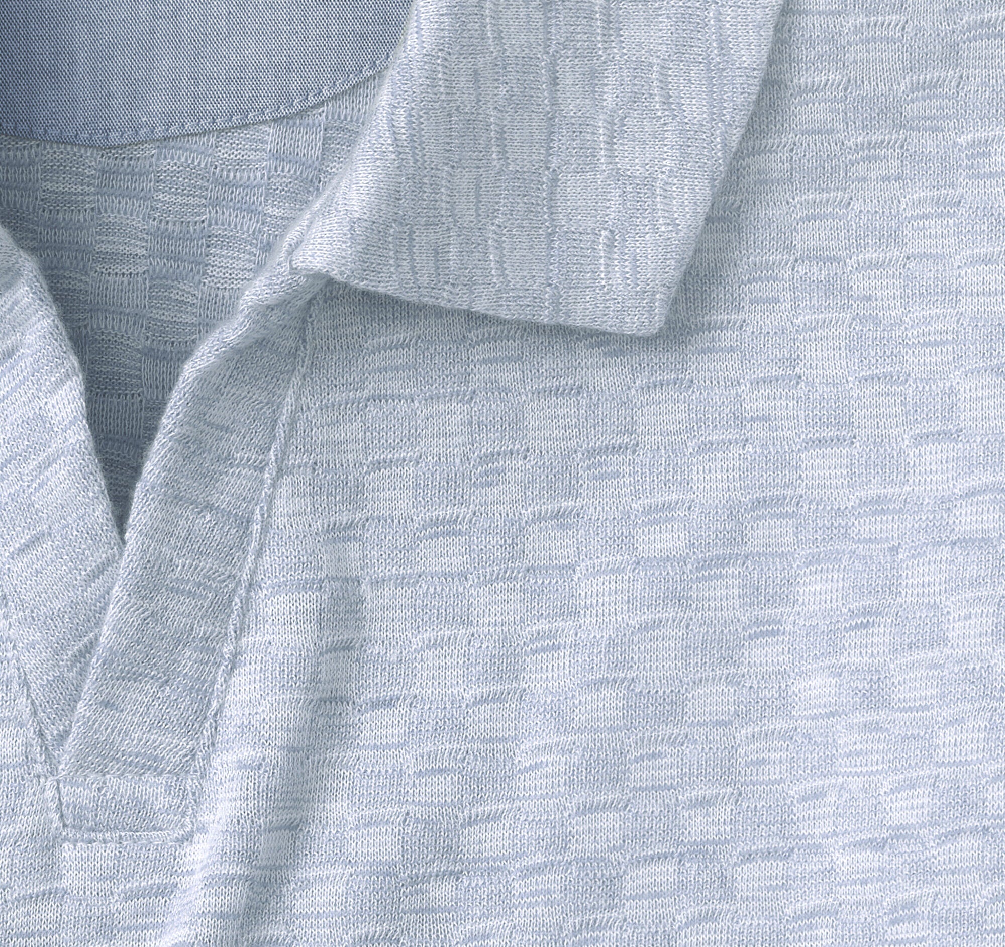 Sedona V-Neck Polo Light Blue Basketweave