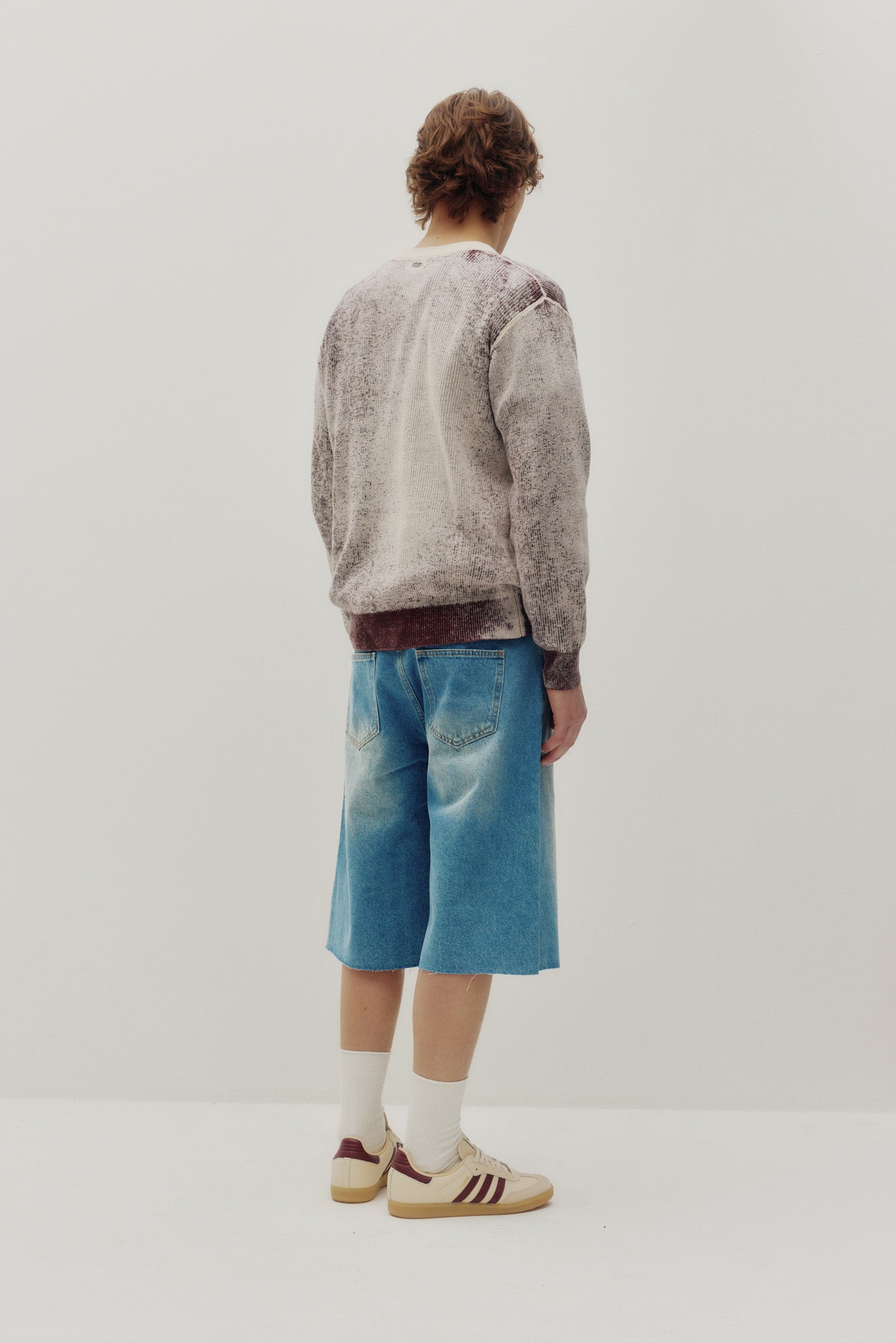 Burnout Knit Crew Brown Stone