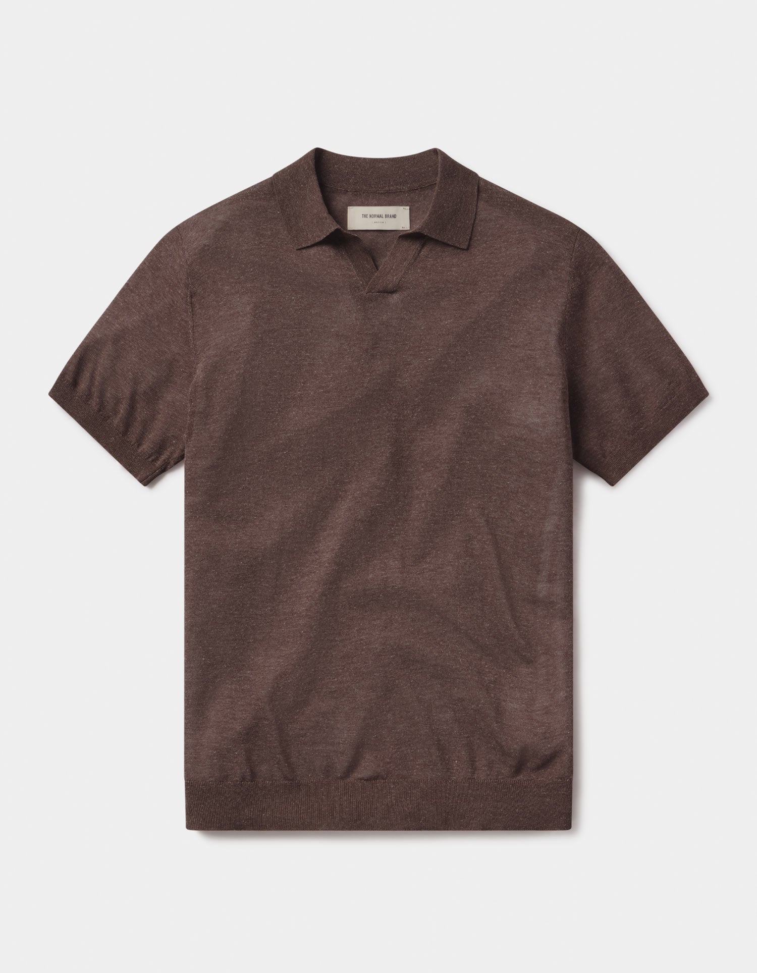 Summer Linen Blend Knit Polo Espresso
