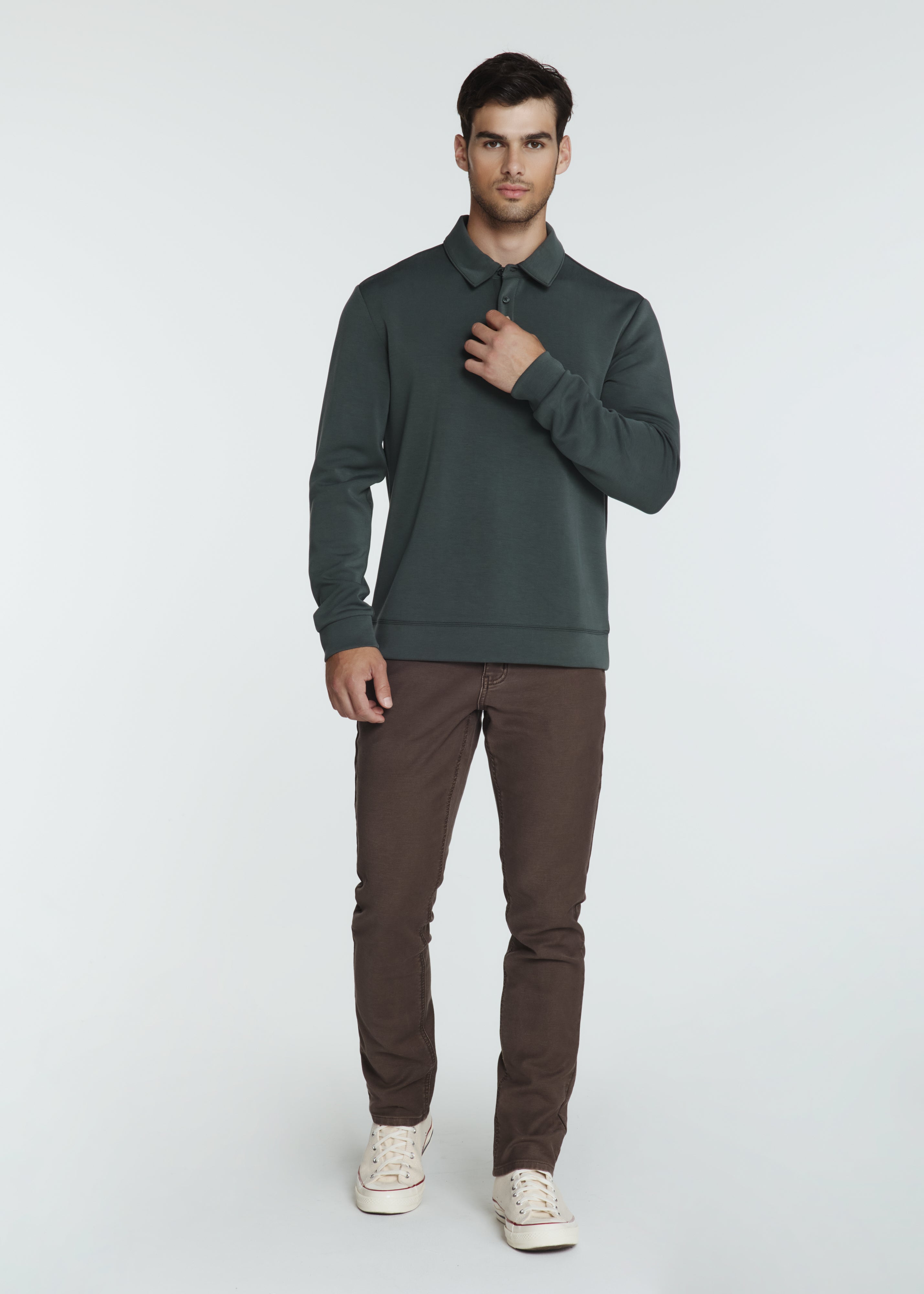 Rev Long Sleeve Polo Basil