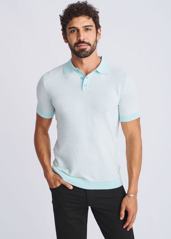 Textured Honeycomb Polo Glacier/Milk White