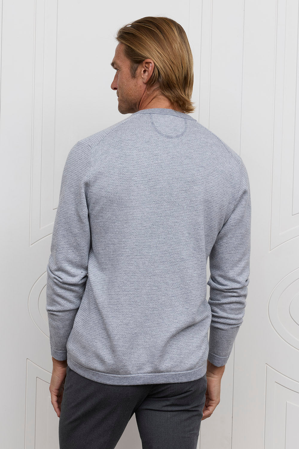 Two Tone Stitch Henley Grey