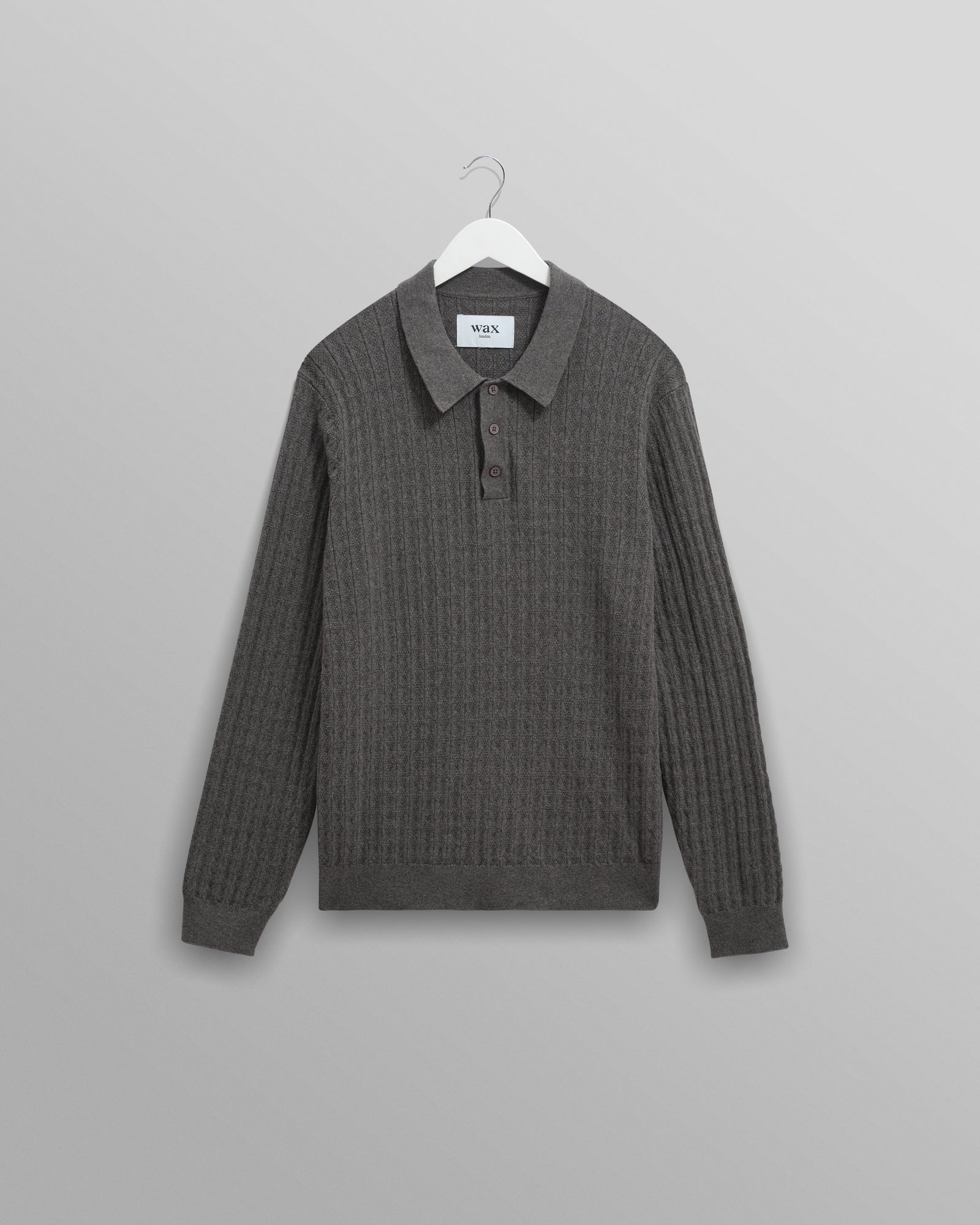 Oban Polo - Diamond Stripe Knit Grey Marl