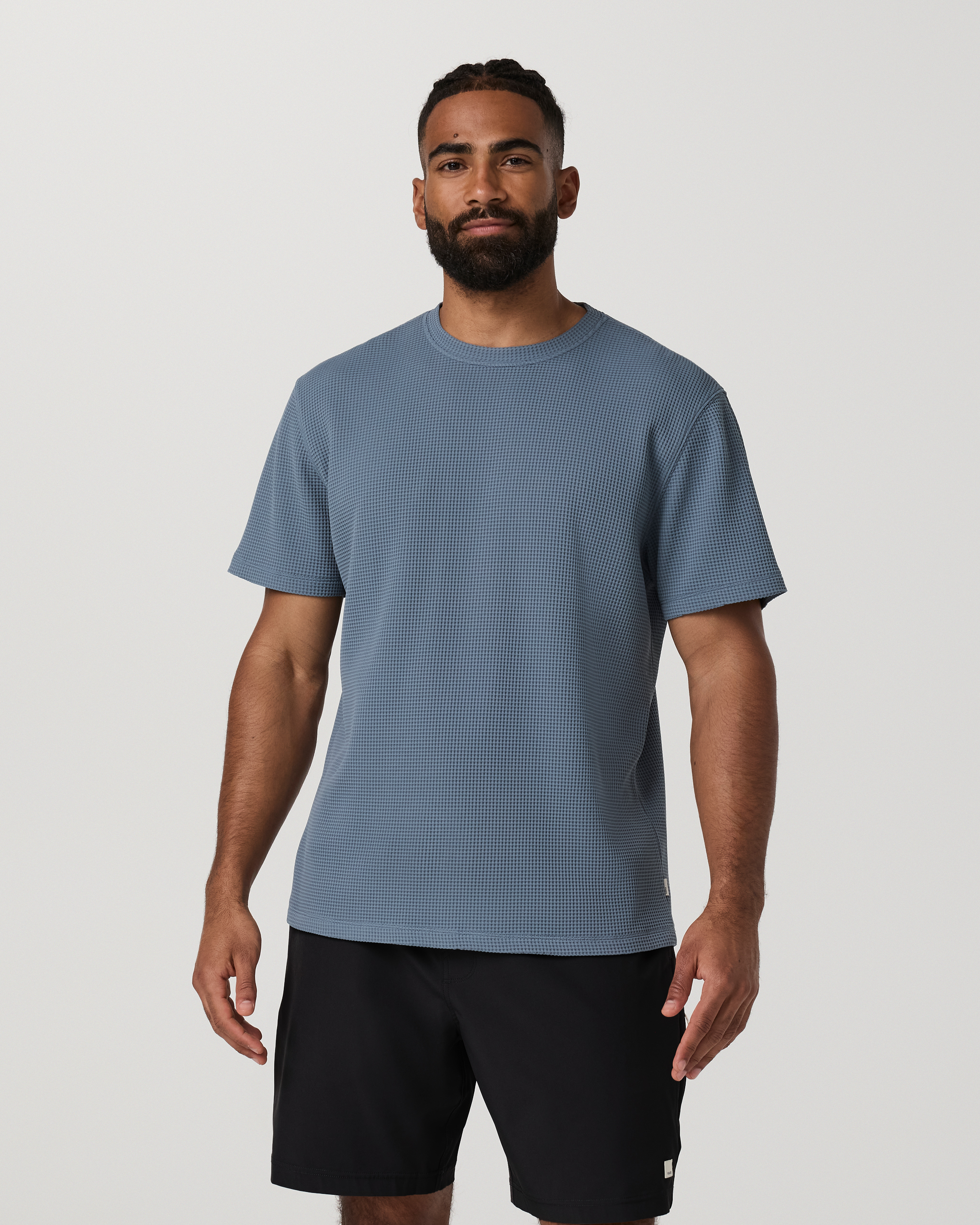 Short Sleeve Lightweight Tech Waffle Tee - Relaxed Fit Waterfall