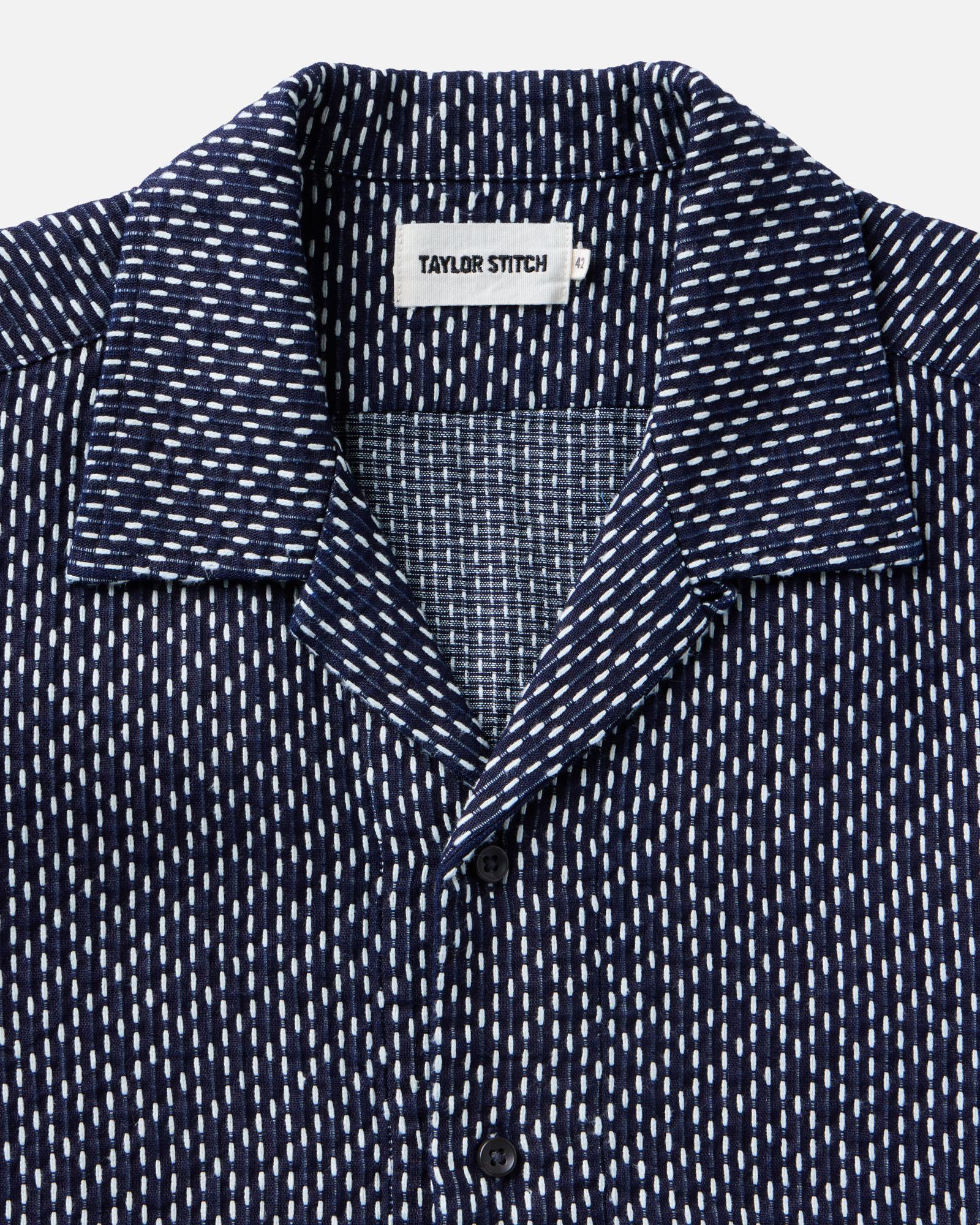 The Davis Shirt Indigo Raindrop Sashiko
