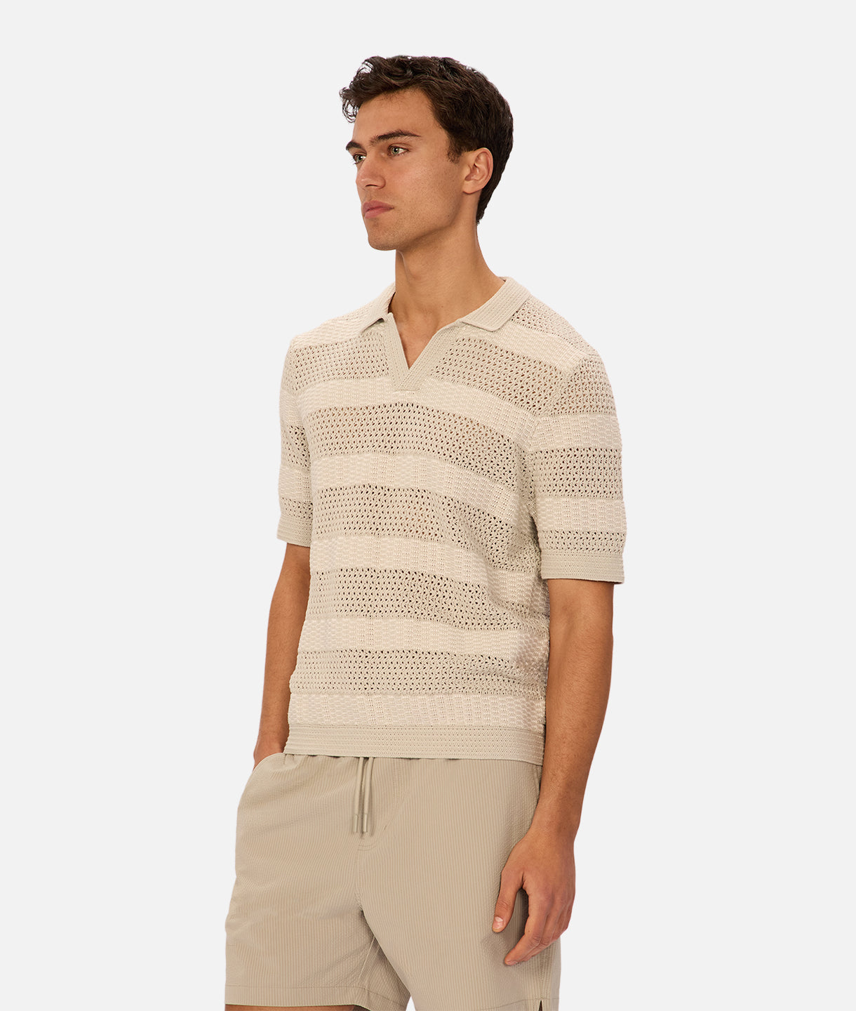 The Menorca Stripe Polo Duck Egg/Creme