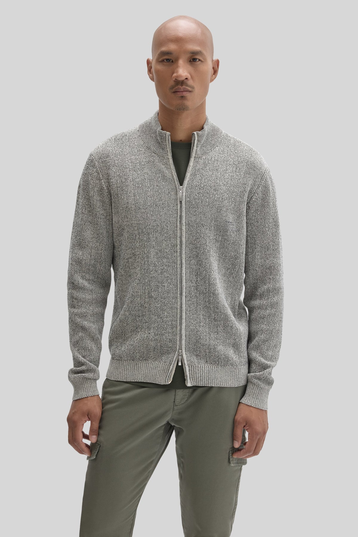 Idris Full-Zip Mockneck Sweater Moonstone