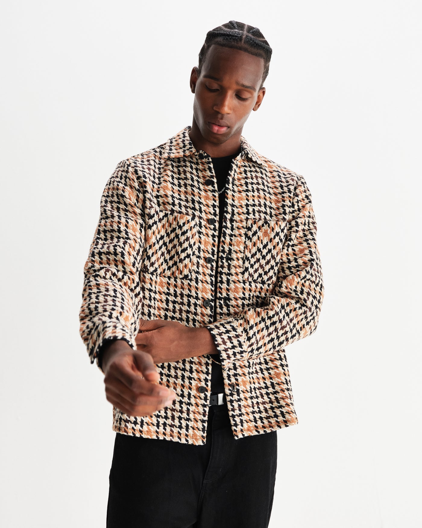 Whiting Overshirt - Houndstooth Weave Natural