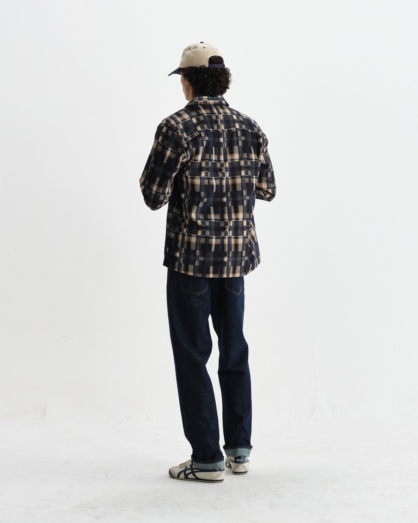 Whiting Overshirt - Glitch Check Natural/Navy