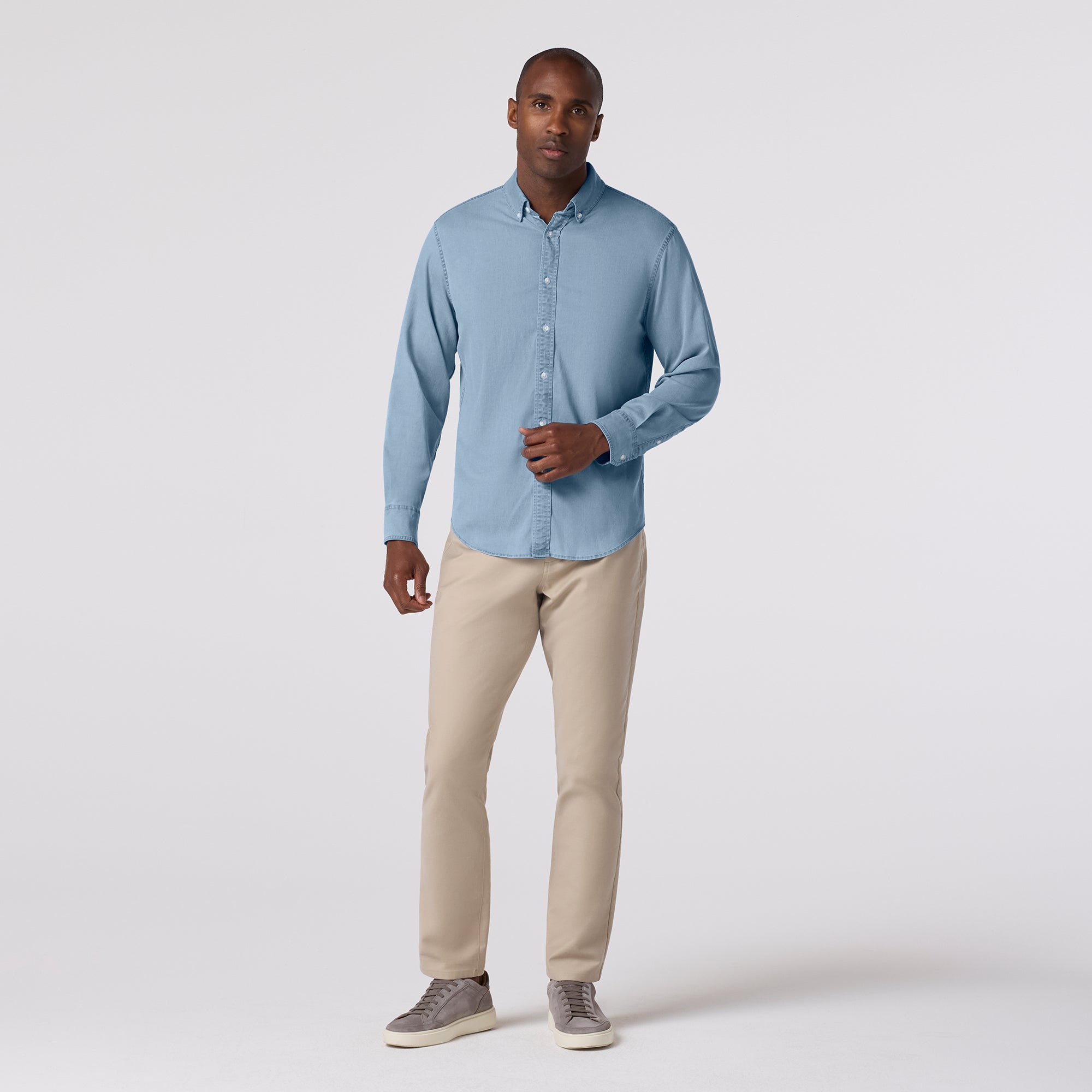 Nash Chambray No Tuck Shirt Light Wash