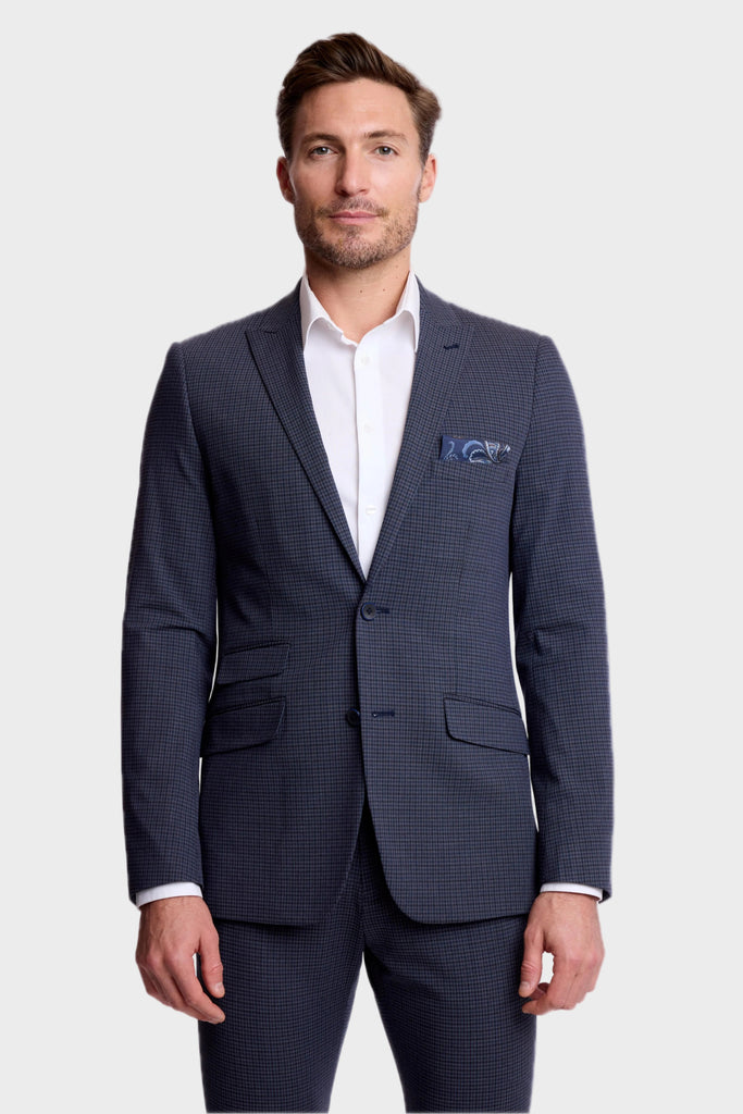 Ashton Peak Jacket Navy Burgundy Gingham