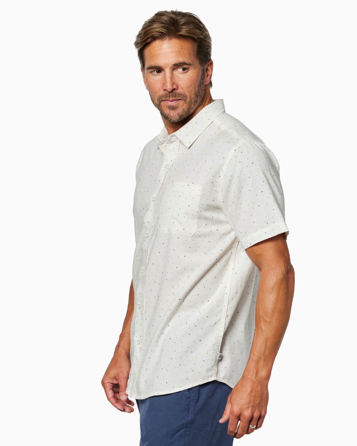 Coastline Short Sleeve Button Up Washed White Naples