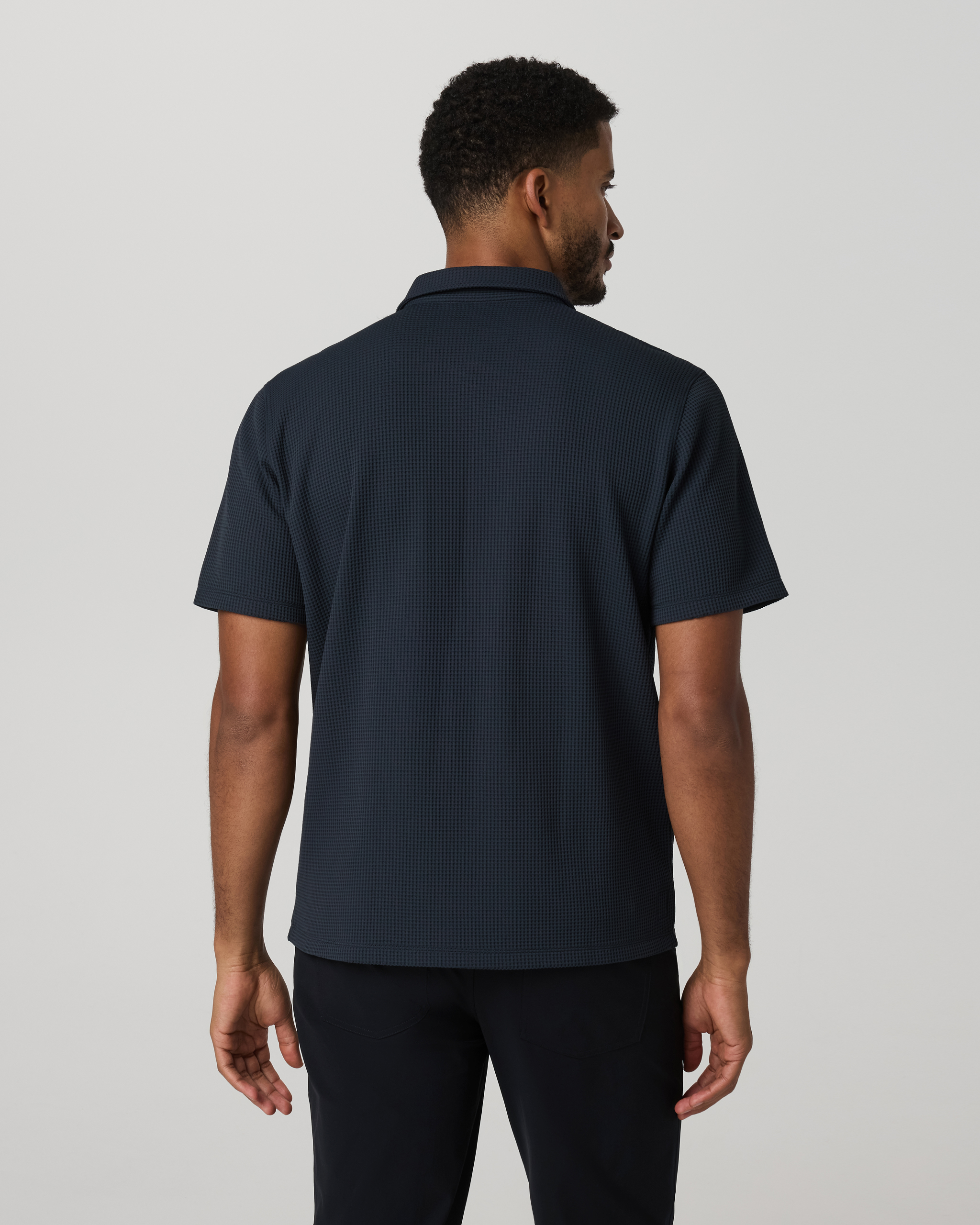 S/S LW Tech Waffle Polo-Relax Navy