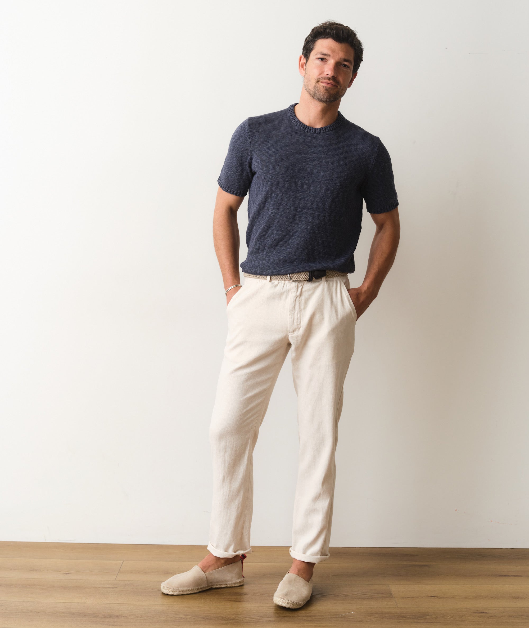 Short Sleeve Slub Sweater Tee Vintage Indigo
