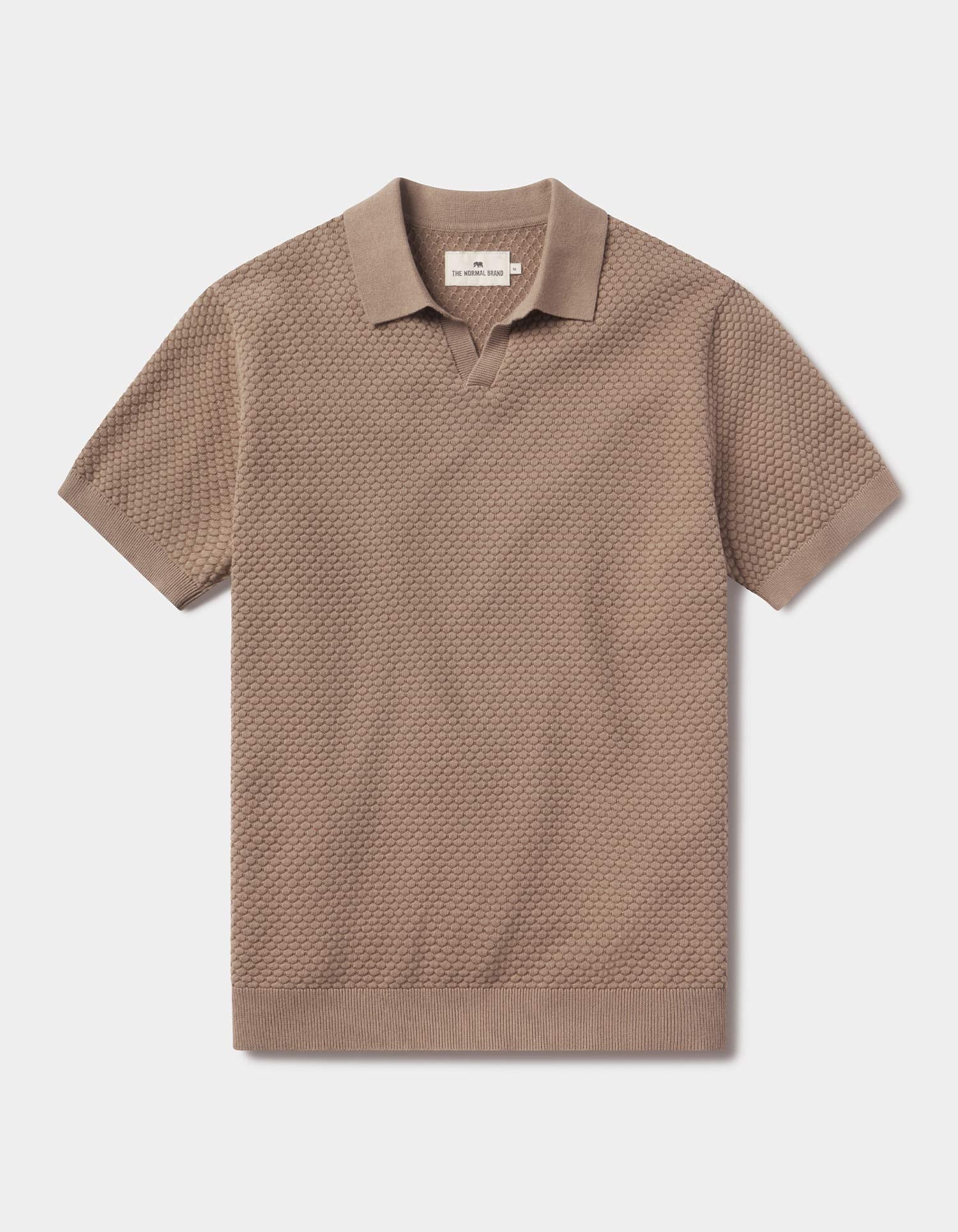 Robles Knit Jacquard Polo Taupe
