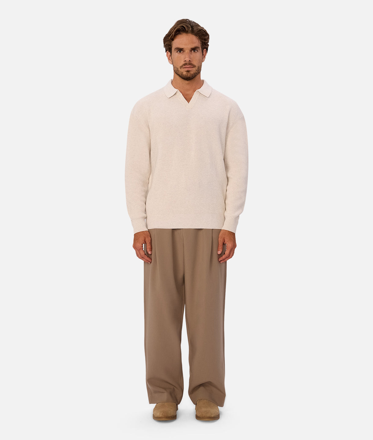 The New England Polo Knit Ivory Marl