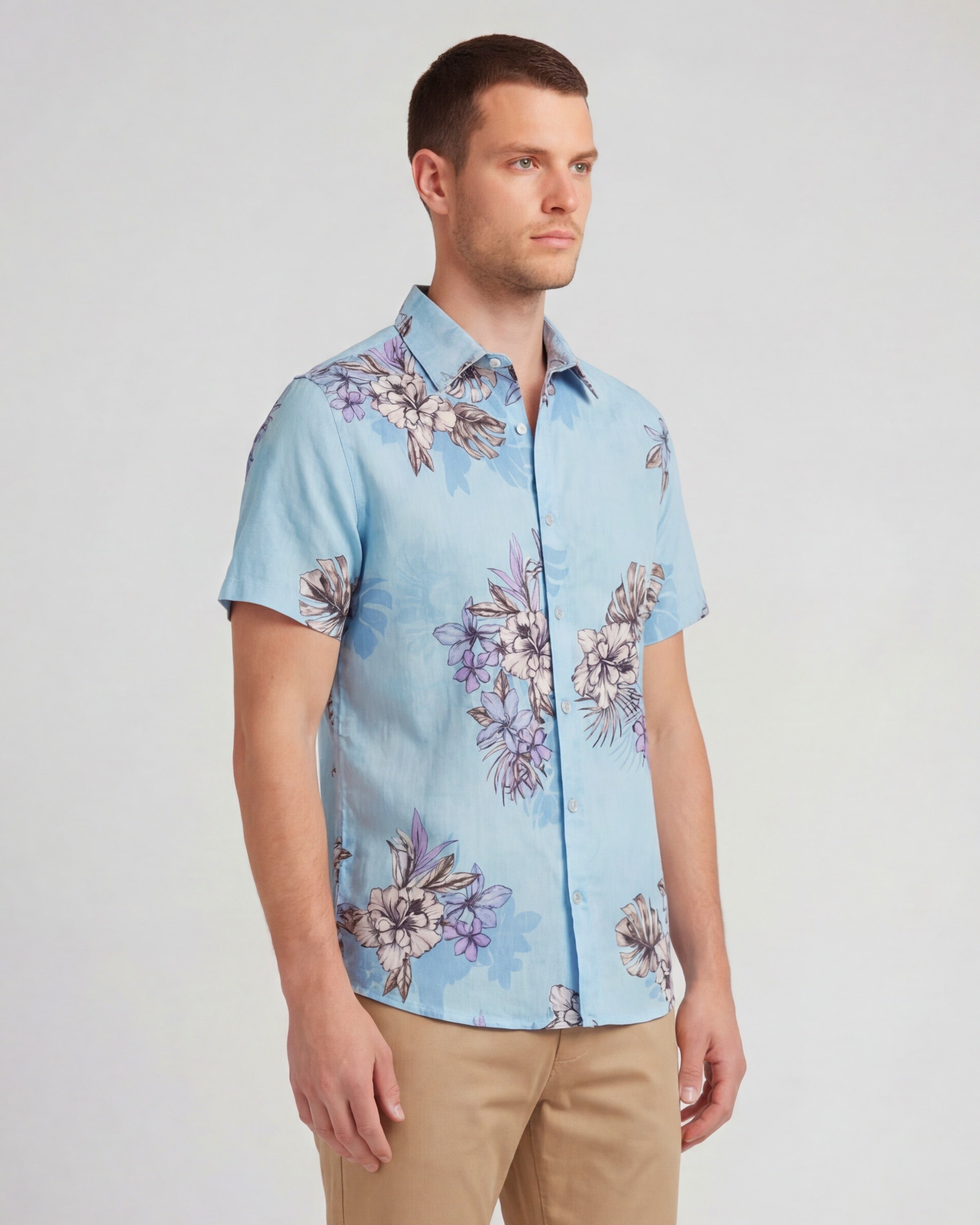 Loic Floral Button Up Exotic Teal