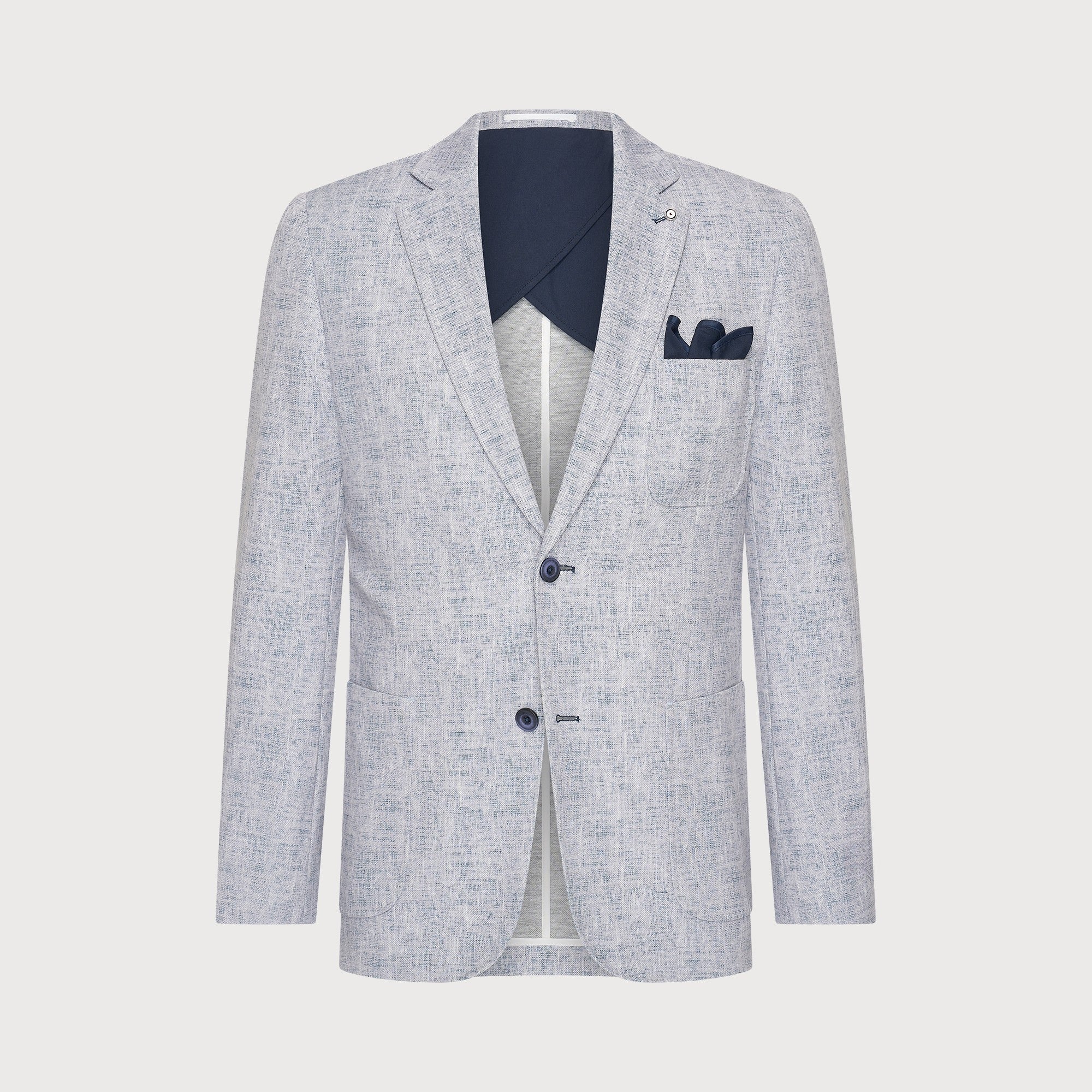 Stretch Knit Melange Blazer Blue