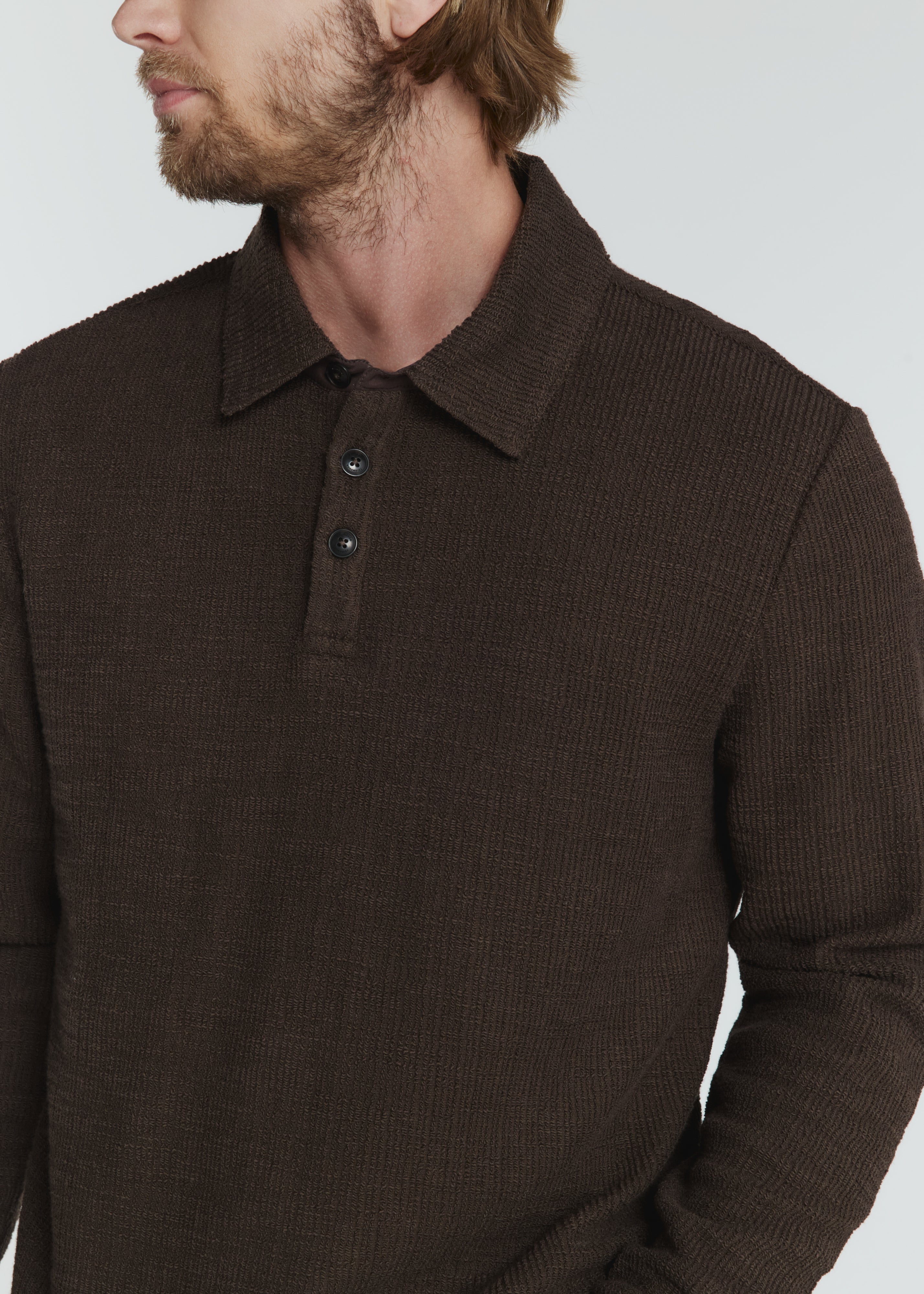Monterey Textured L/S Polo Bark