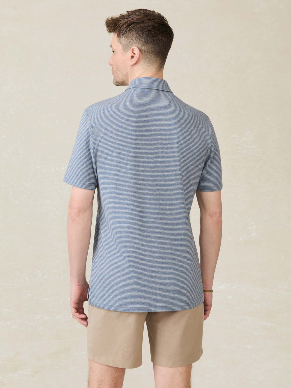 Striped Movement Short Sleeve Polo Azure Beach Stripe