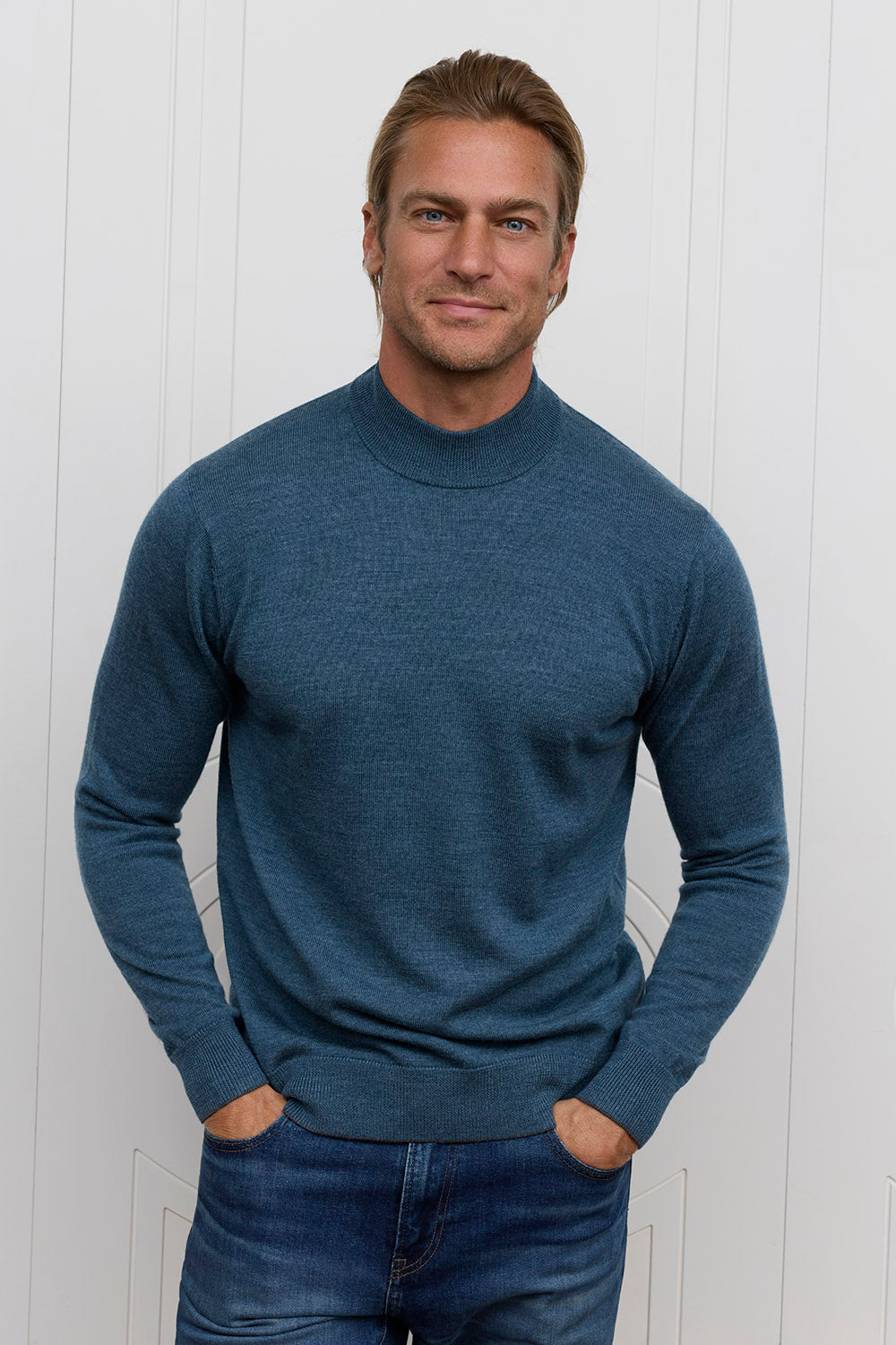Classic Merino Mockneck Marine