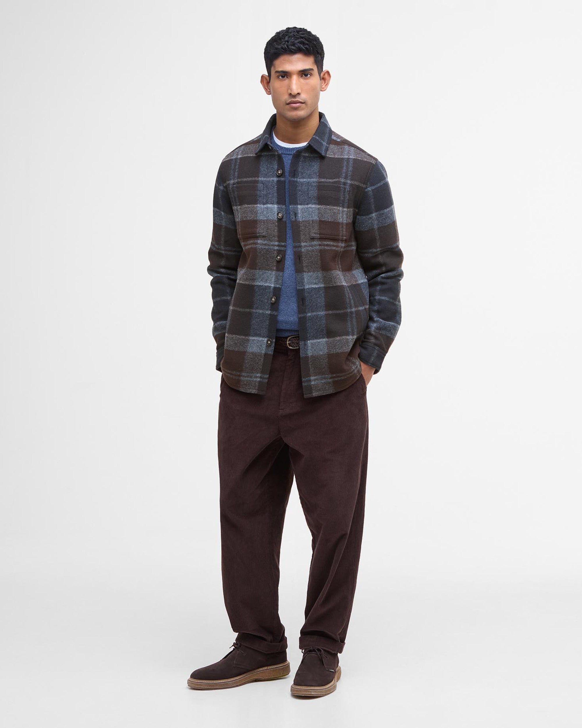 Chapter Tailored Check Overshirt Midnight Oak Tartan
