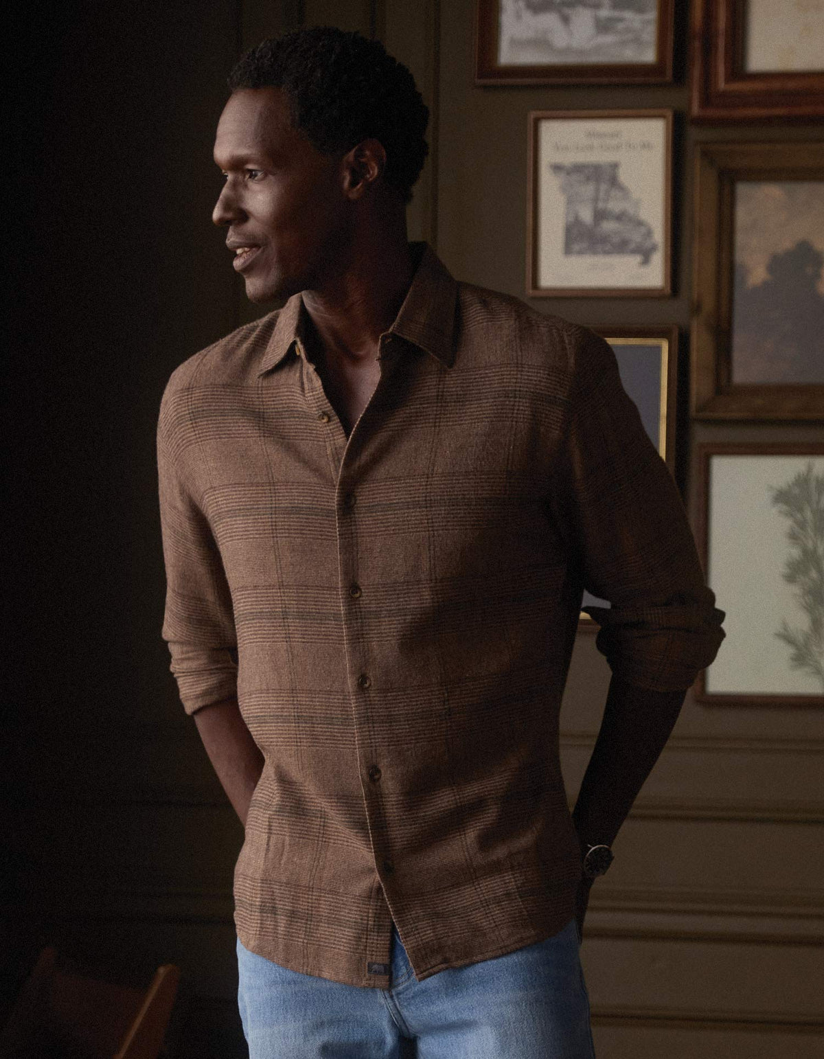 Owen Lightweight Button Up Espresso Plaid