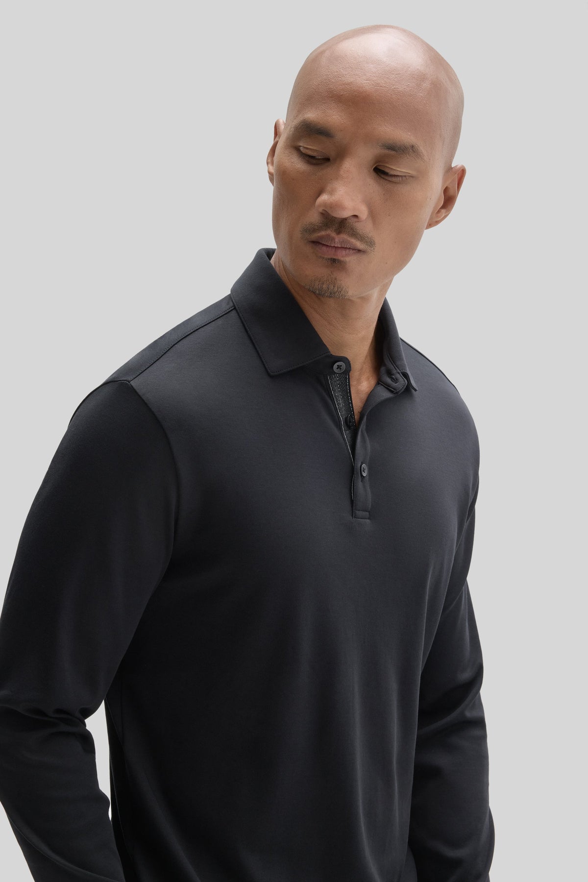 Georgia Longsleeve Herringbone Polo Black