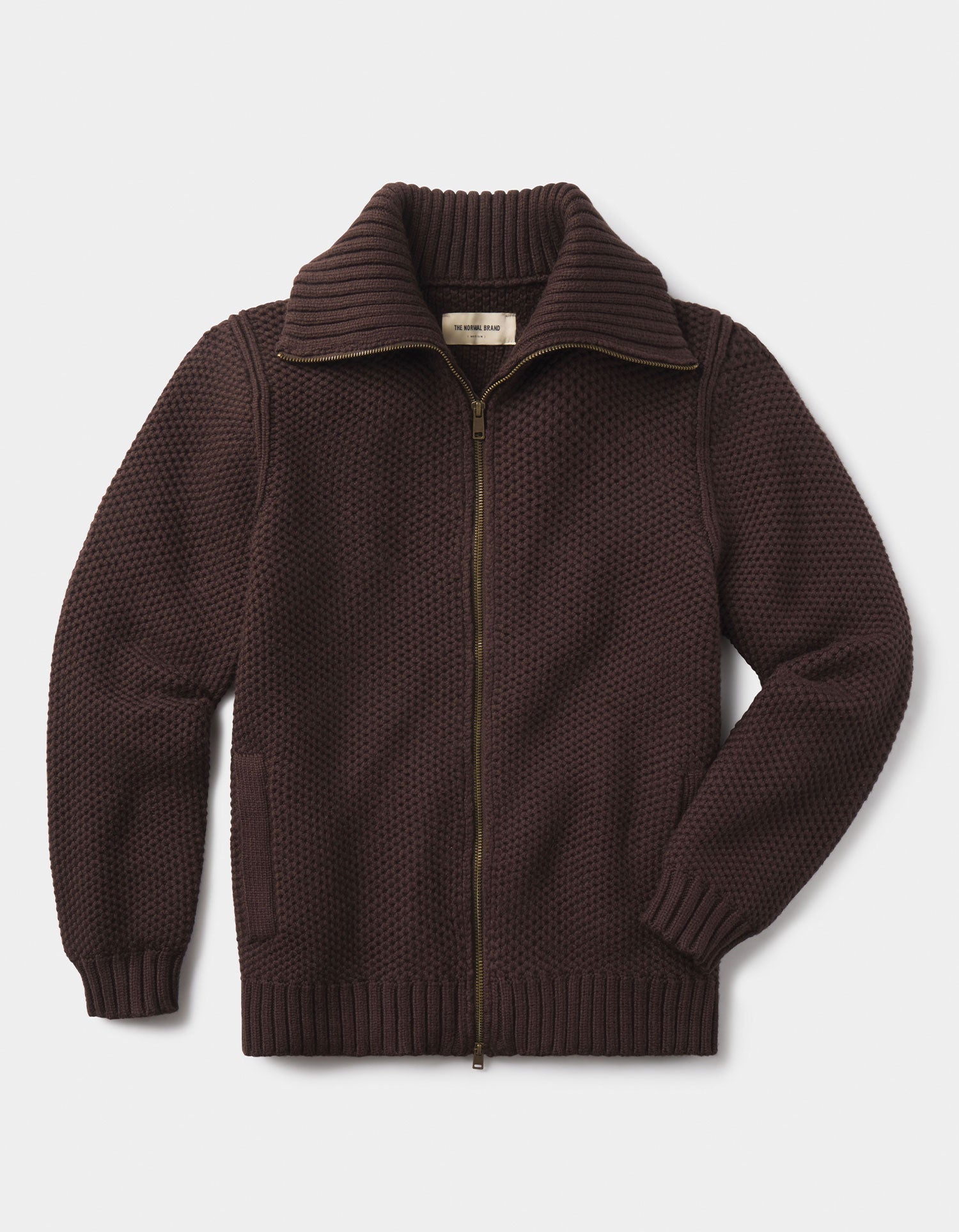 Waffle Sweater Jacket Dark Brown