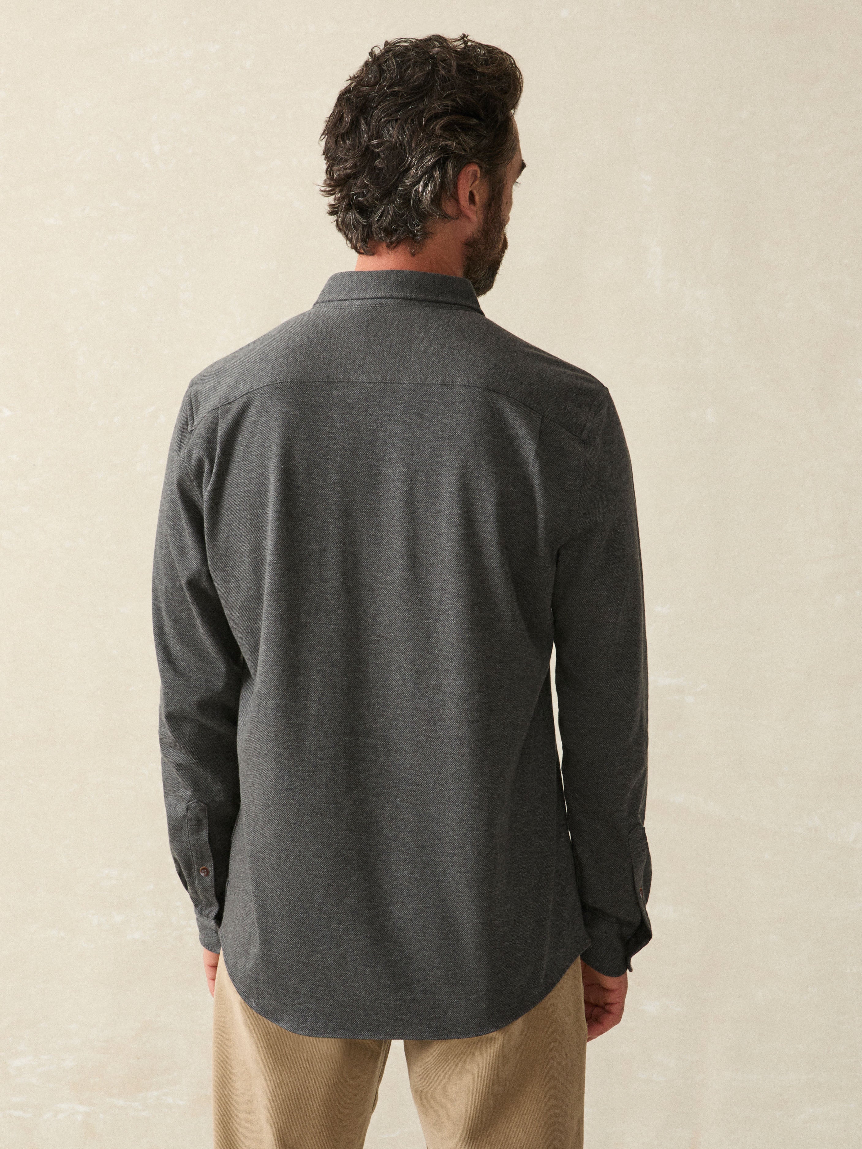 Coastline Knit Shirt Charcoal Heather Twill