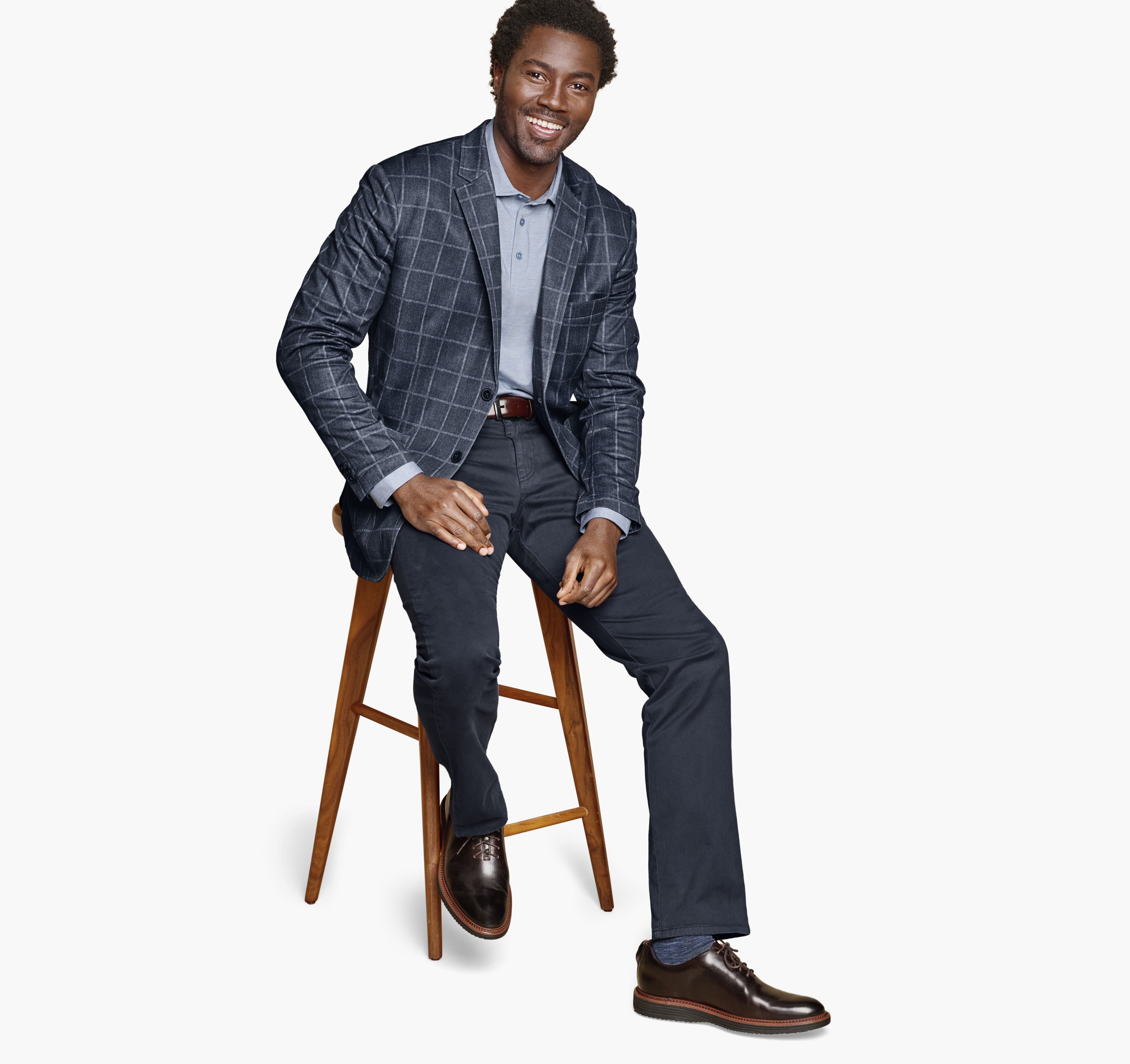 XC Flex Knit Blazer Navy Plaid