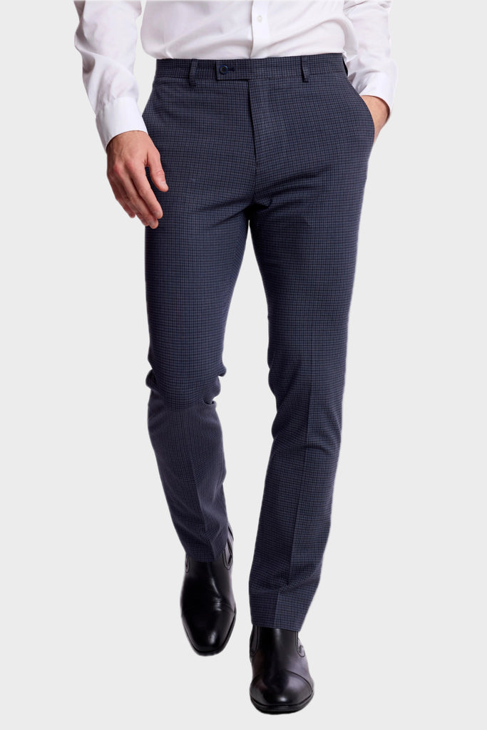 Downing Trouser Navy Burgundy Gingham