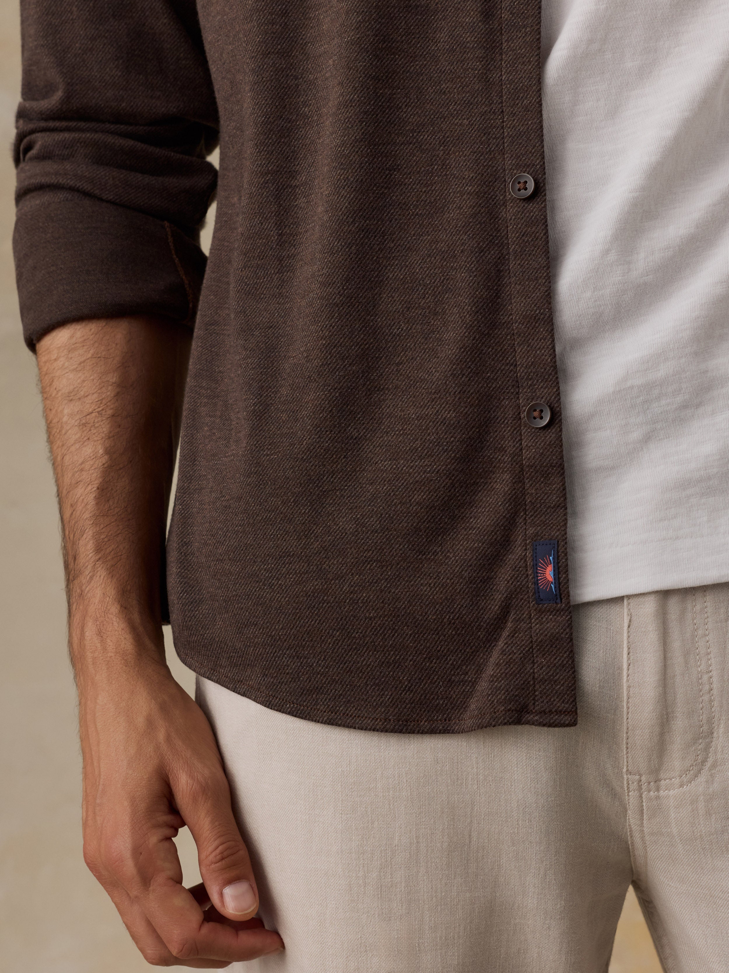 Coastline Knit Shirt Brown Road Twill