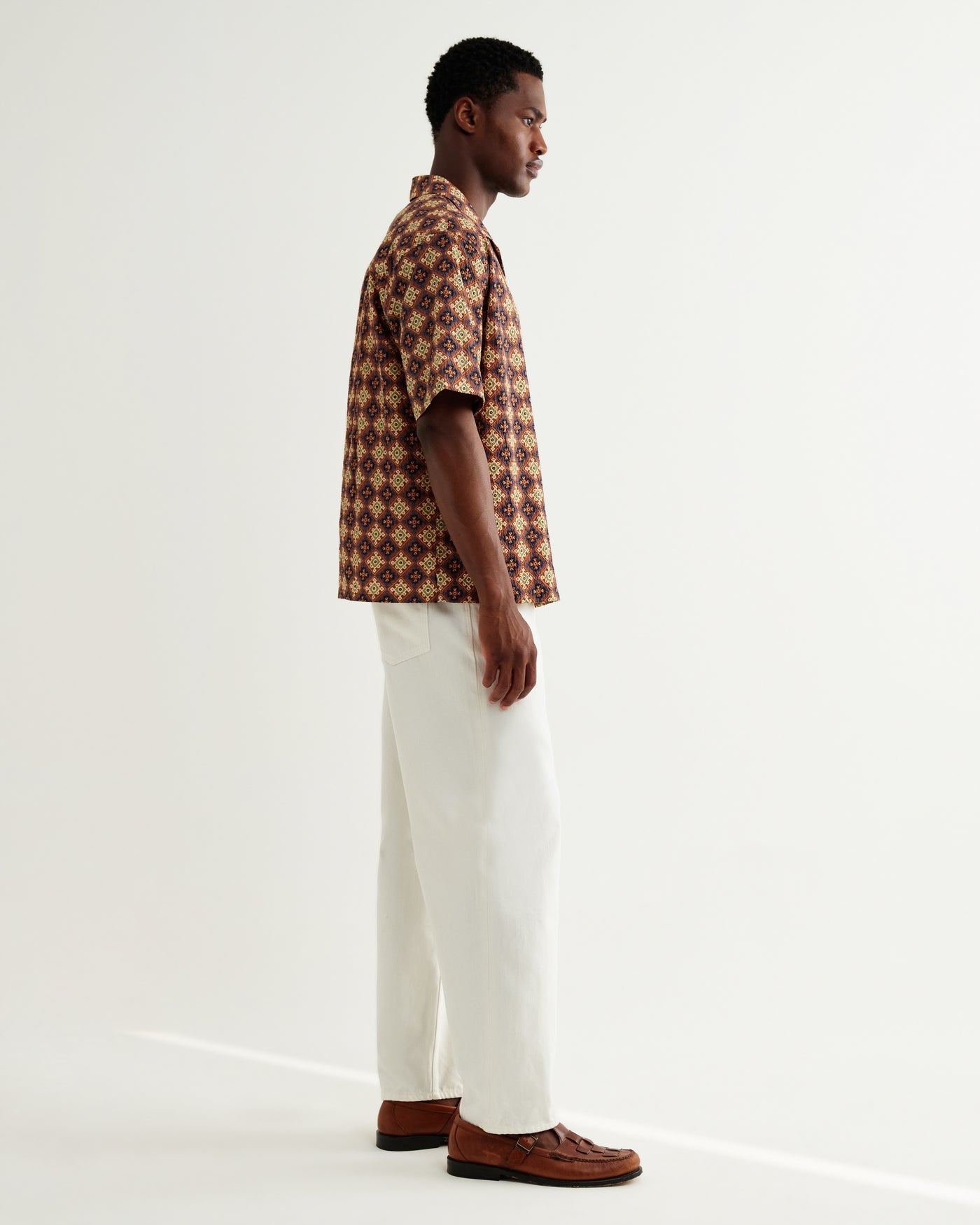 Didcot Shirt in Seersucker Tiles Rust/Multi