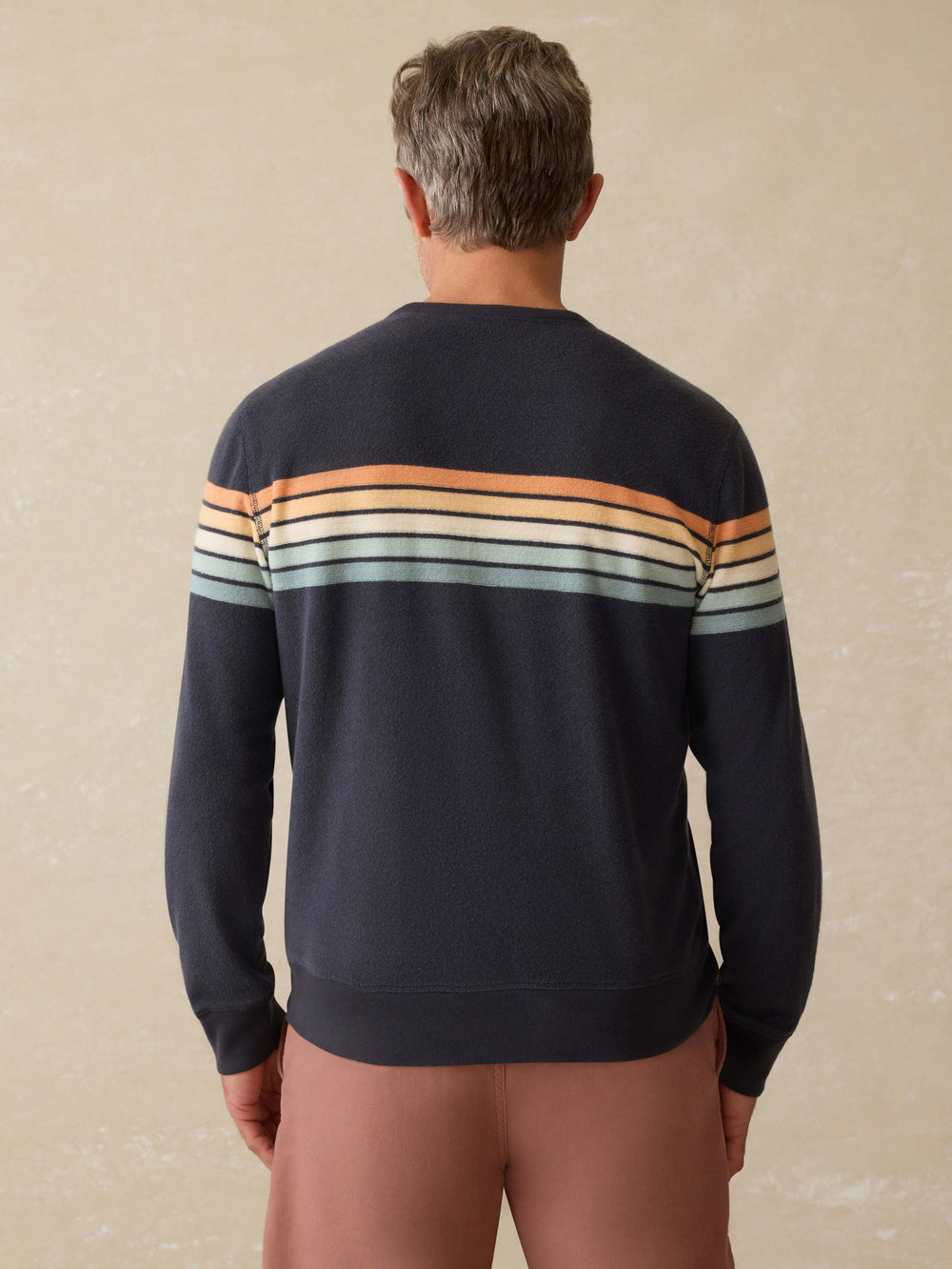 Cabana Towel Terry Crewneck Seacoast Sunrise Stripe