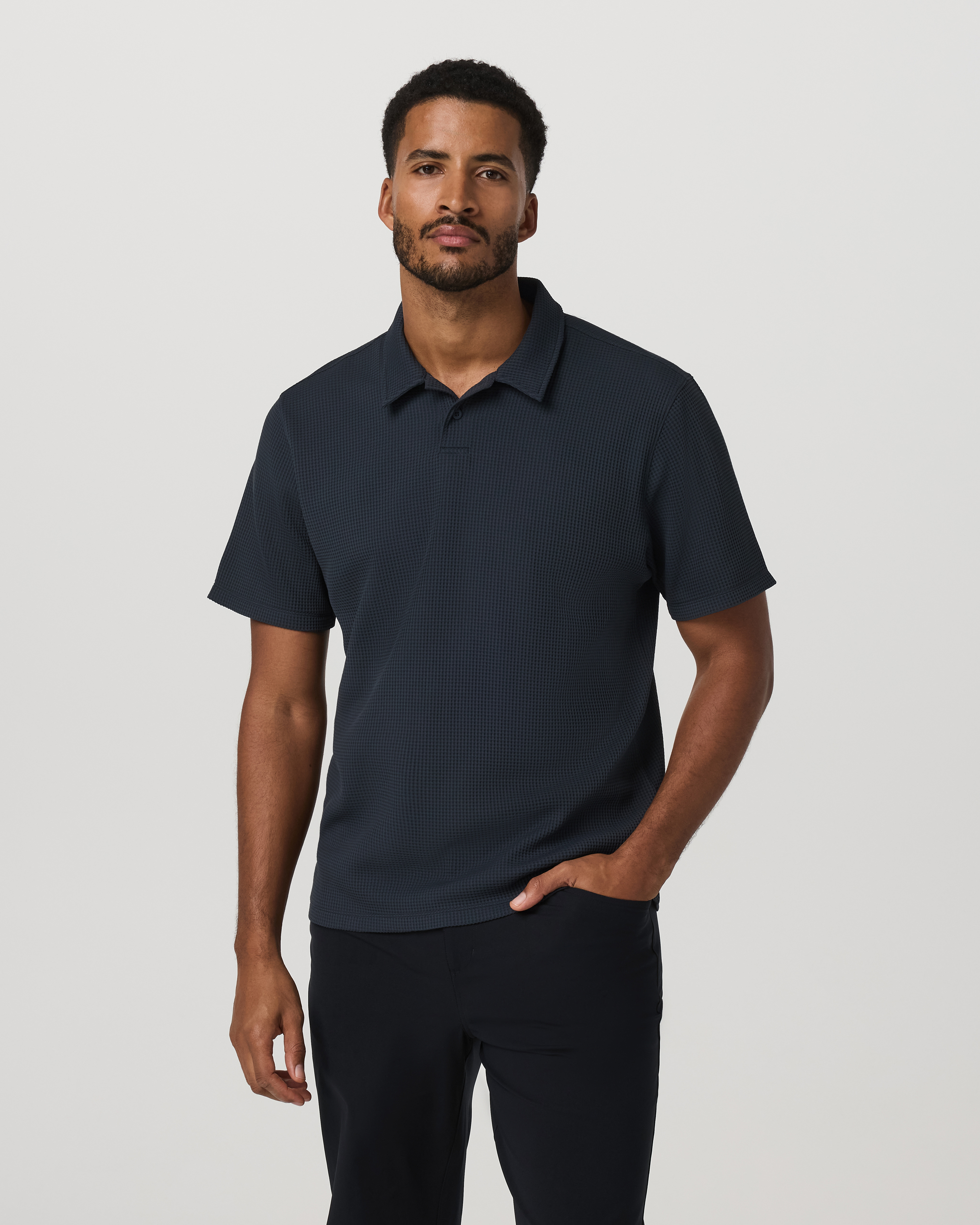 S/S LW Tech Waffle Polo-Relax Navy