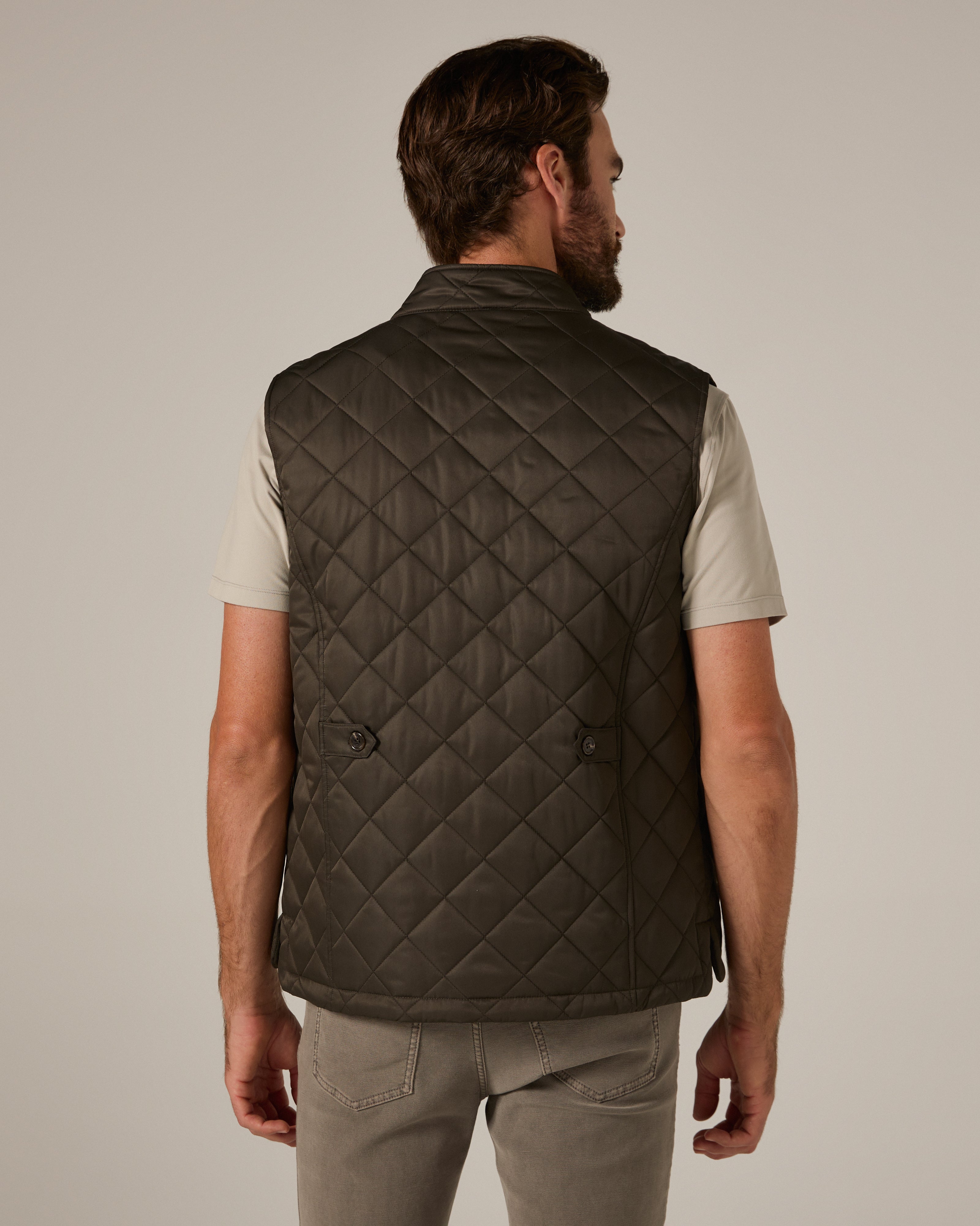 Crest Quilted Vest Olive