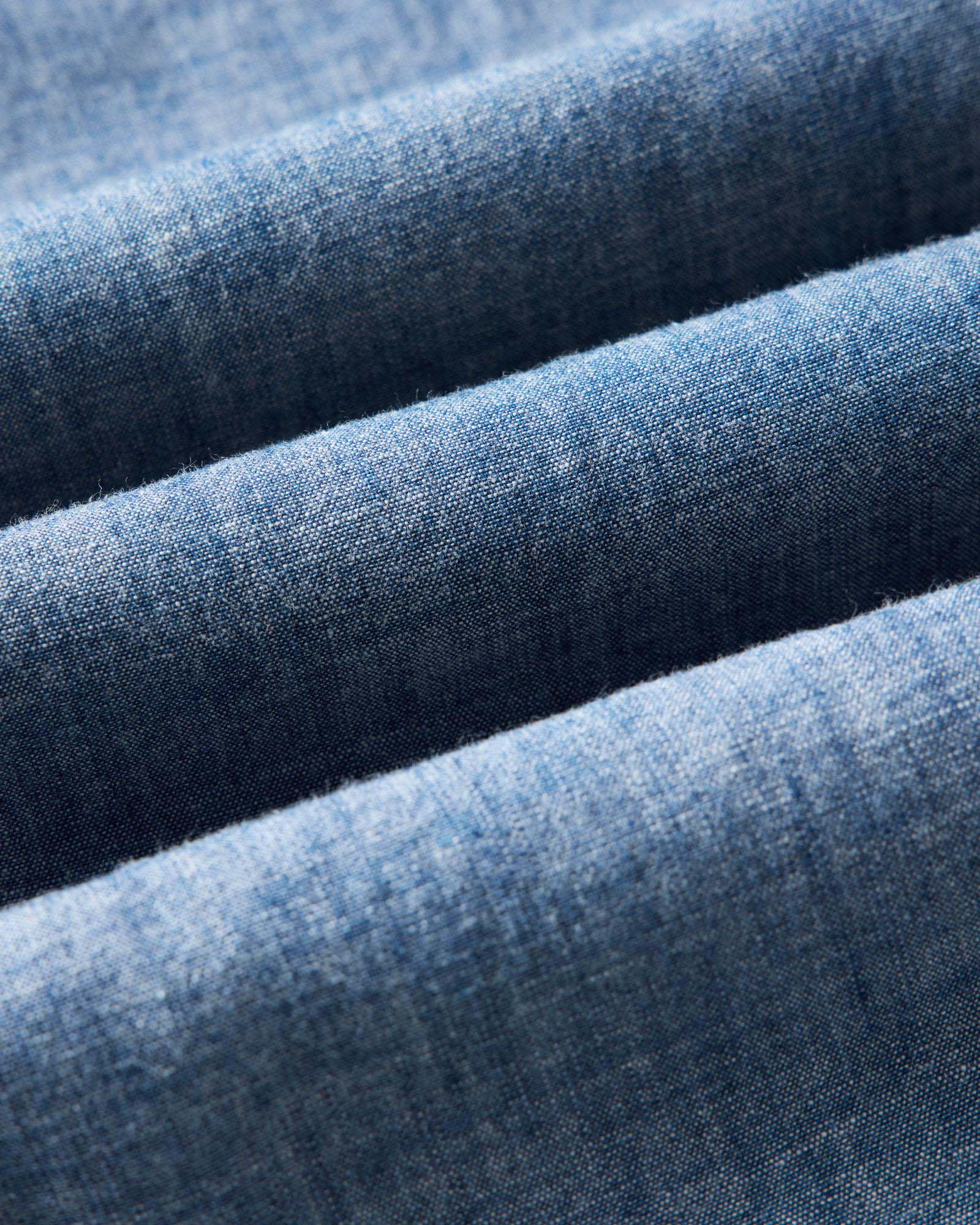The Short Sleeve Crew Shirt Washed Indigo Chambray