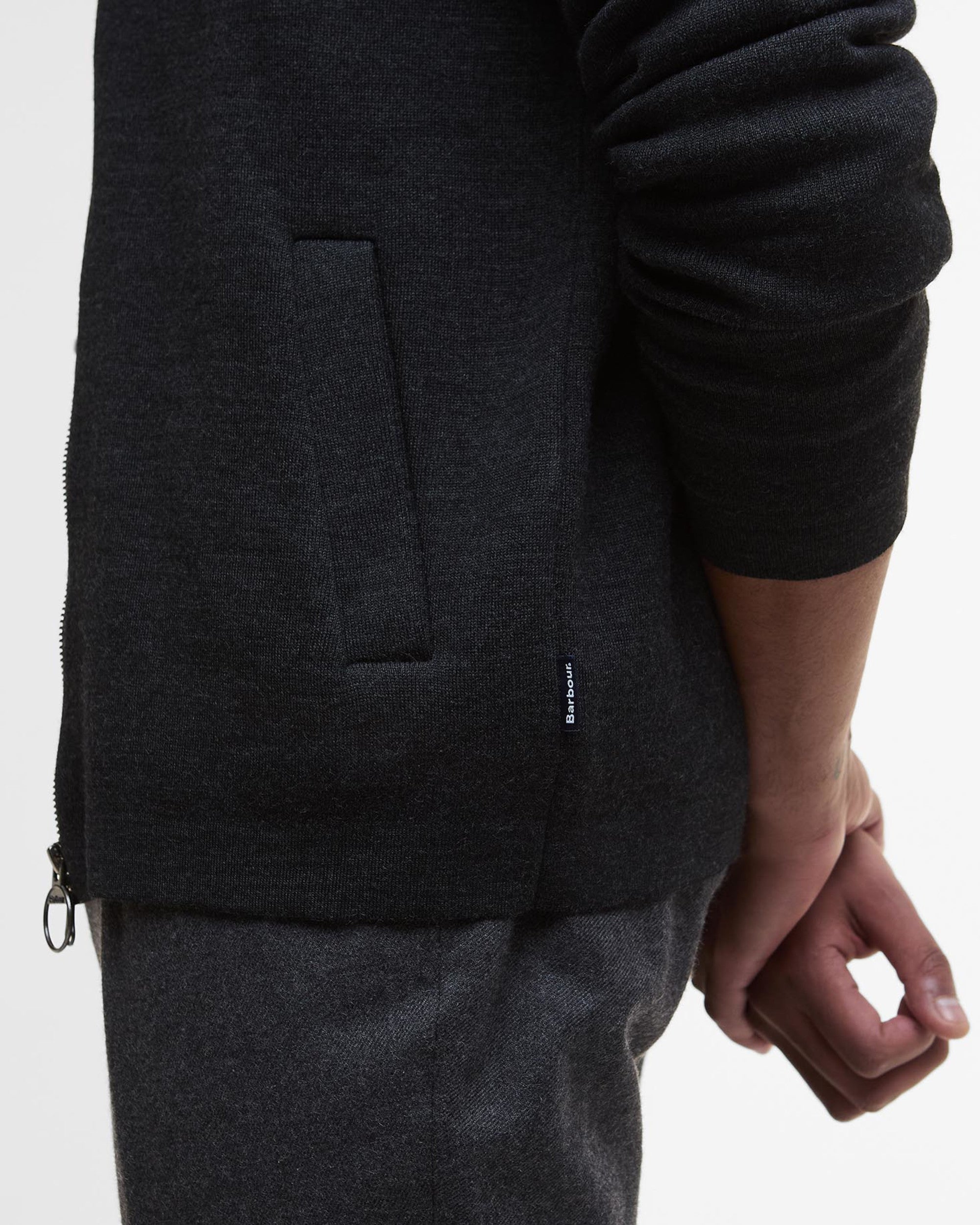 Croscombe Knitted Zip-Through Charcoal Marl