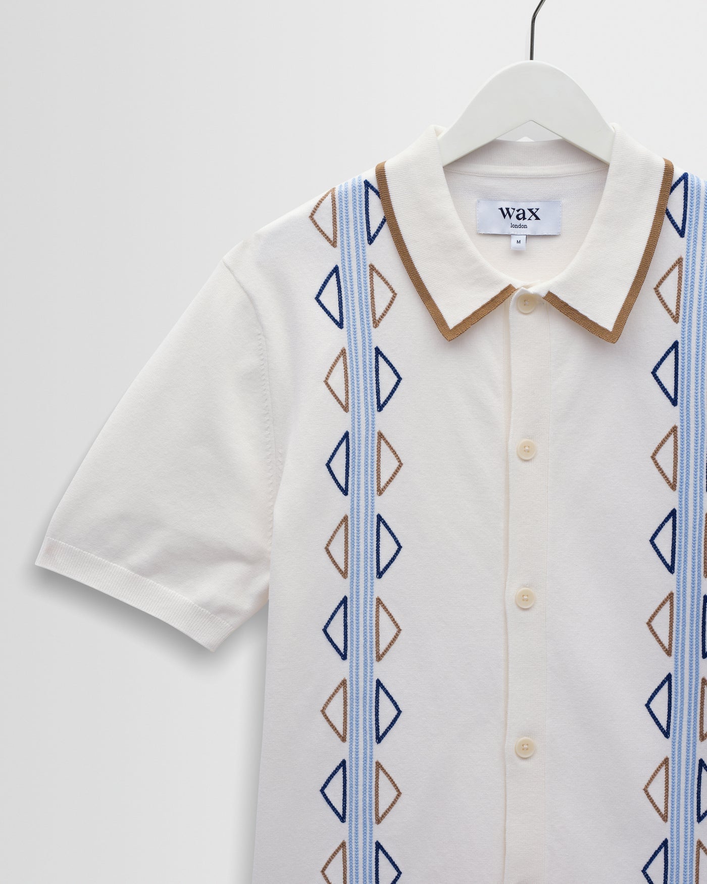 Tellaro Shirt in Retro Embroidery Ecru/Blue