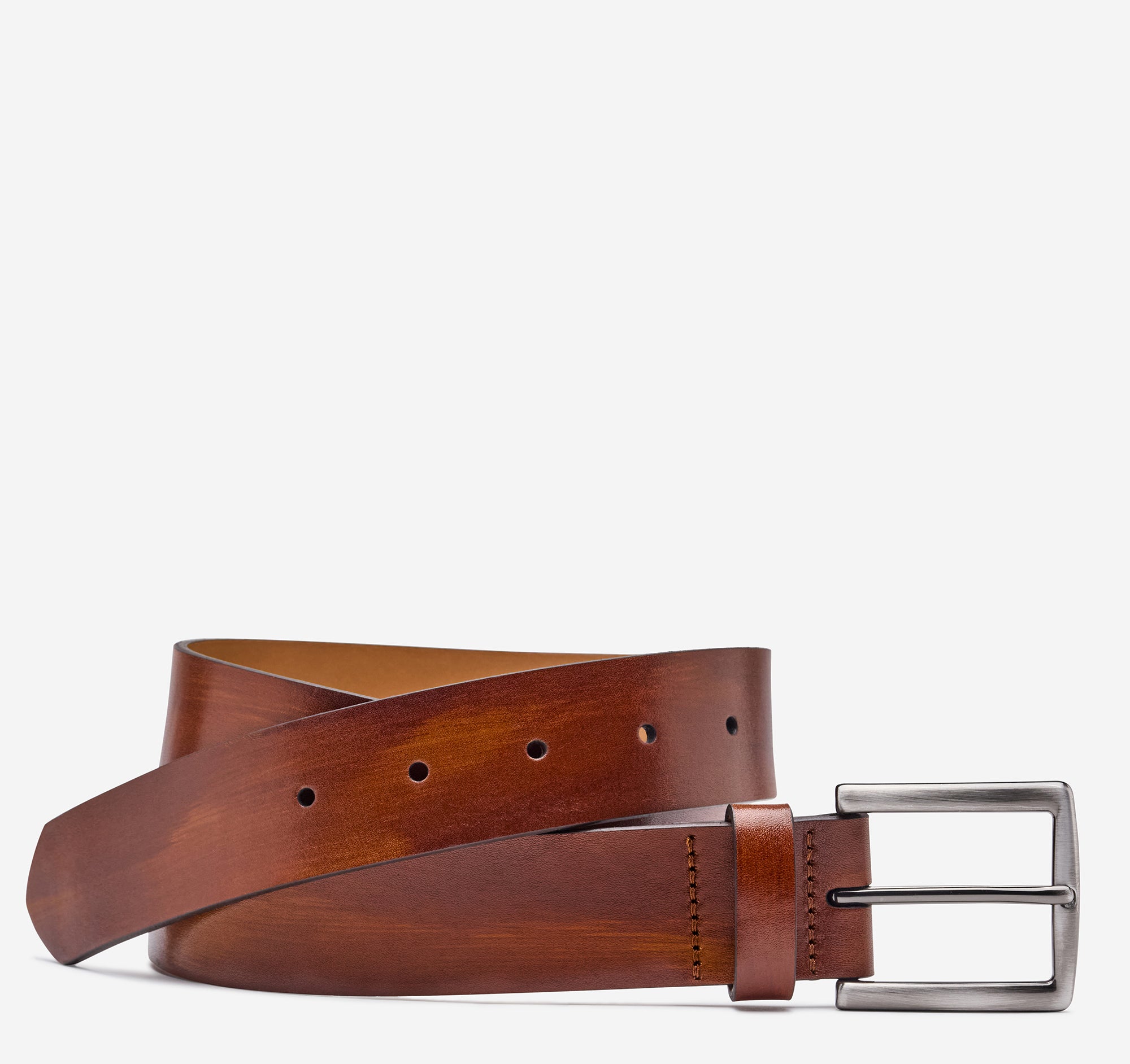 Hand-Stained Flat-Edge Belt Brown