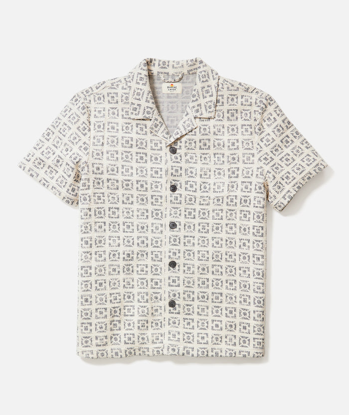 Jacquard Boucle Resort Shirt Neutral Geo