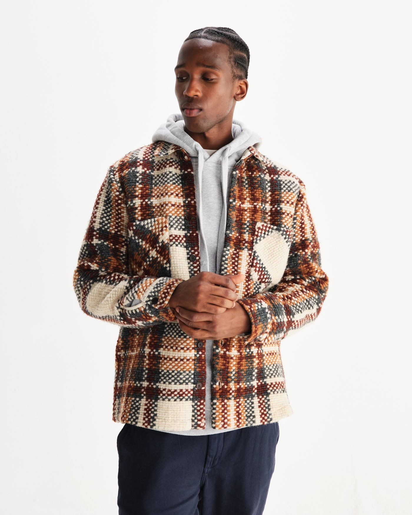 Whiting Overshirt - Wool Blend Bobble Ecru/Multi