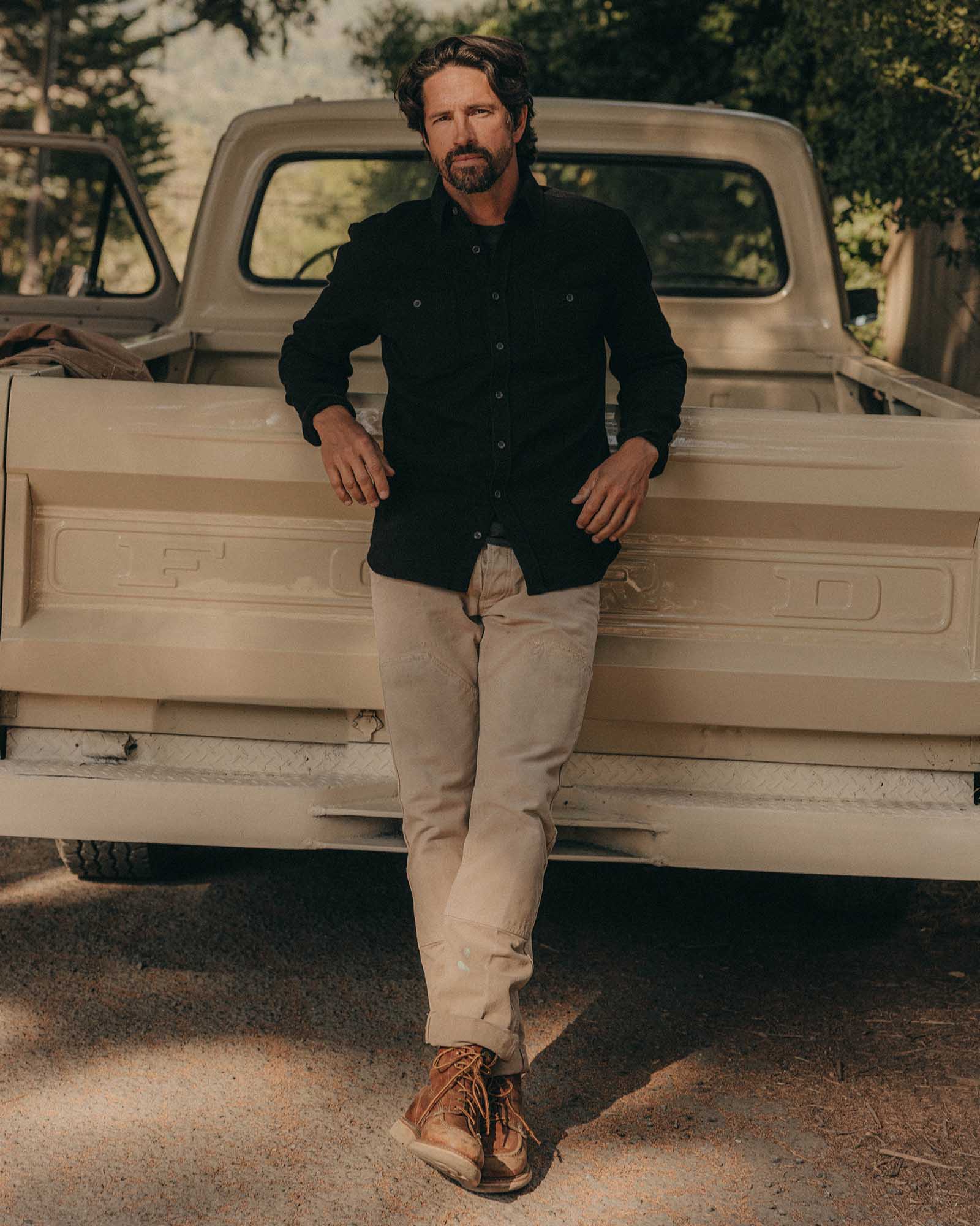The Utility Shirt in Sashiko Black Indigo