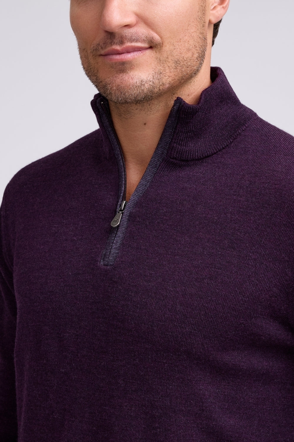 Long Sleeve 1/4 Zip Mock Neck Wineberry